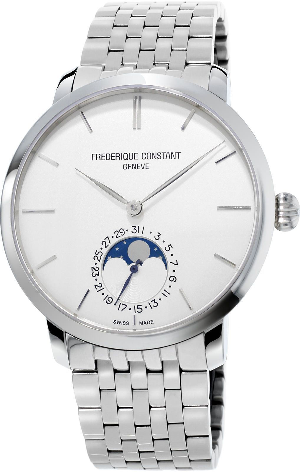 Frederique Constant Slimline Moonphase 42 mm Watch in Silver Dial For Men - 1