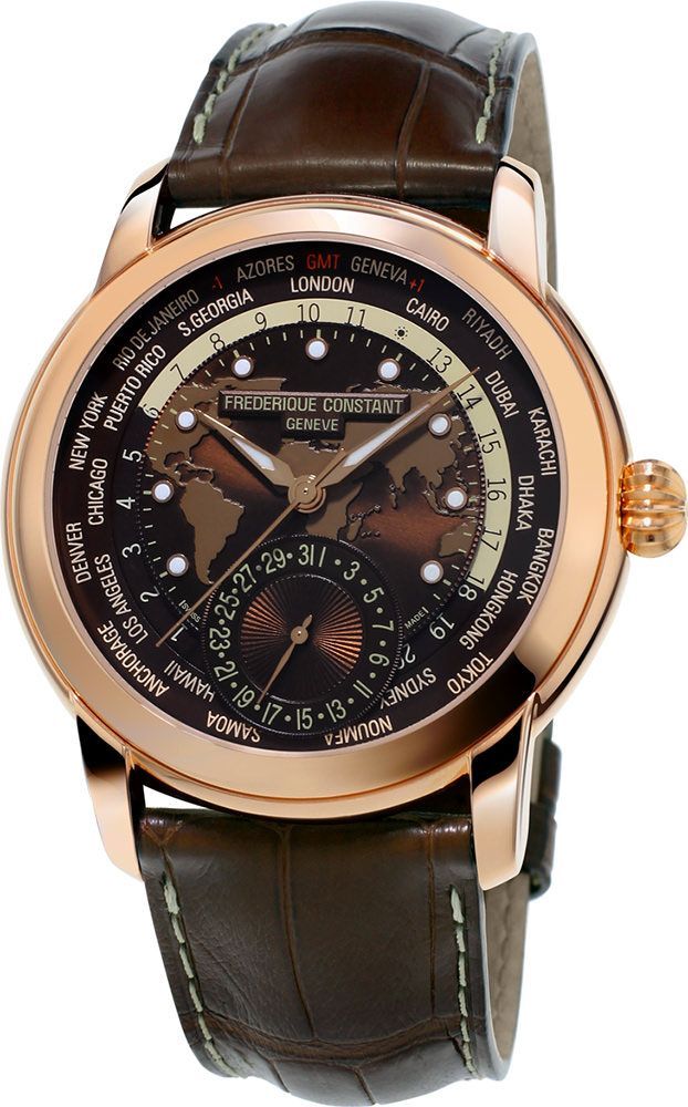 Frederique Constant Manufacture Manufacture Classic WorldTimer Brown Dial 42 mm Automatic Watch For Men - 1