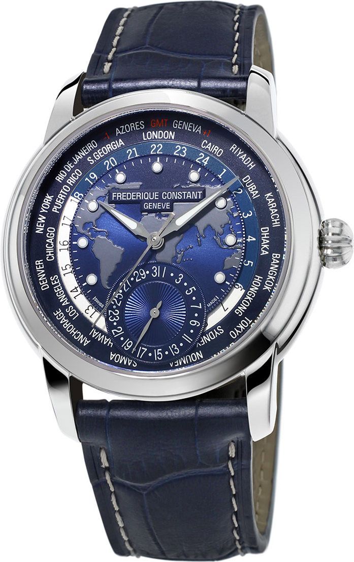 Frederique Constant Manufacture Manufacture Classic WorldTimer Blue Dial 42 mm Automatic Watch For Men - 1