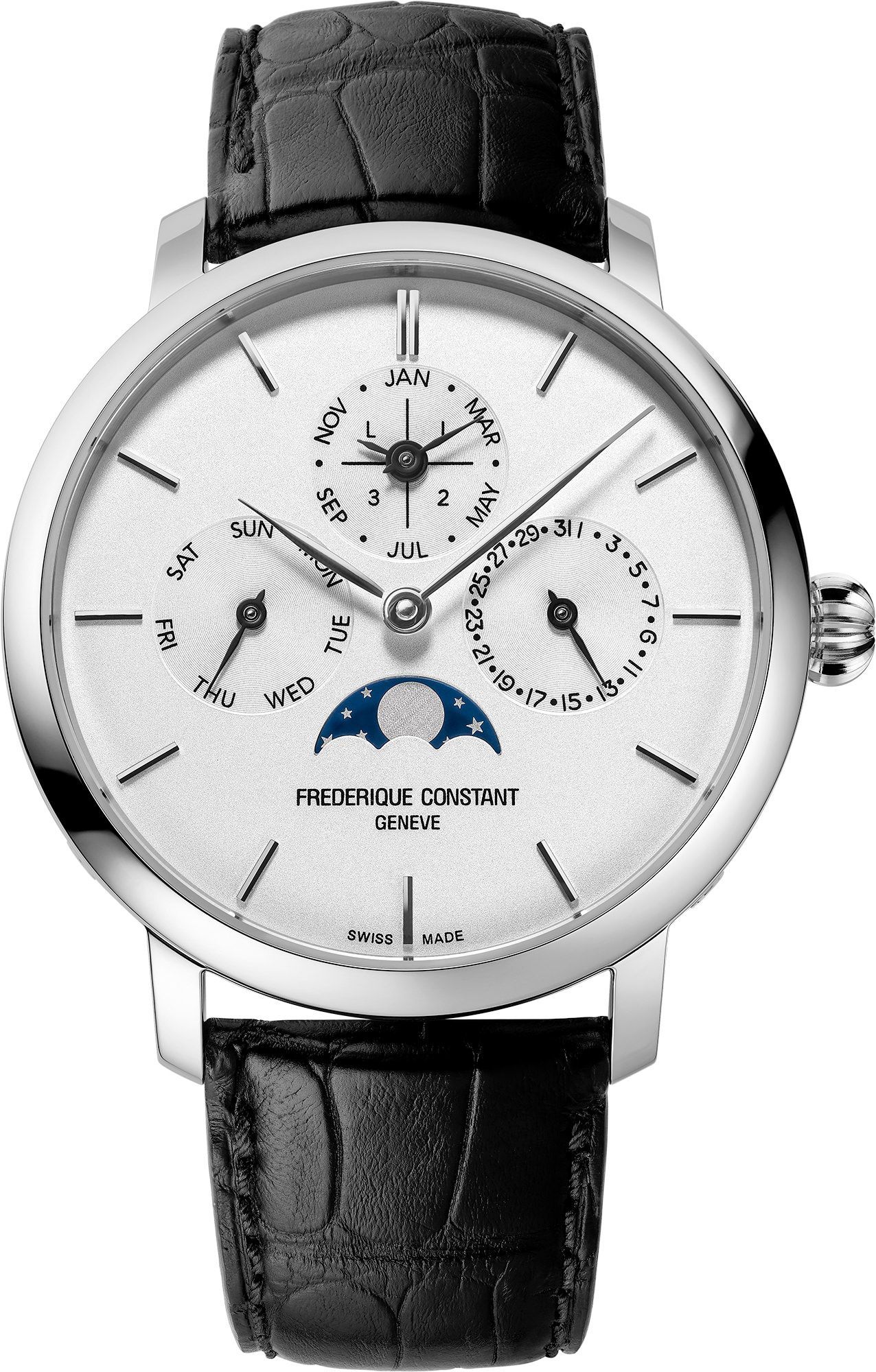 Frederique Constant Manufacture Slimline Perpetual Calendar 42 mm Watch in Silver Dial For Men - 1