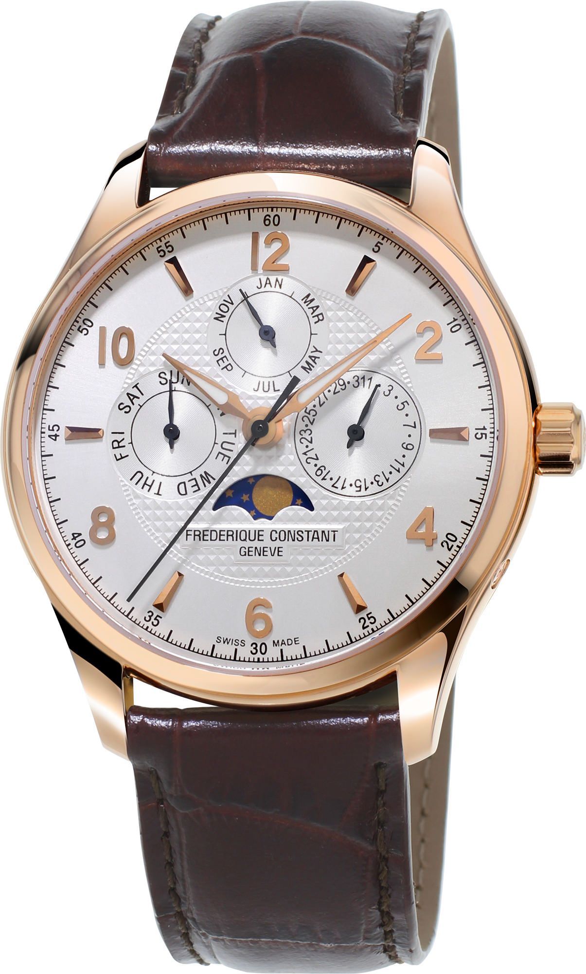 Frederique Constant Runabout Moonphase Silver Dial 40 mm Automatic Watch For Men - 1