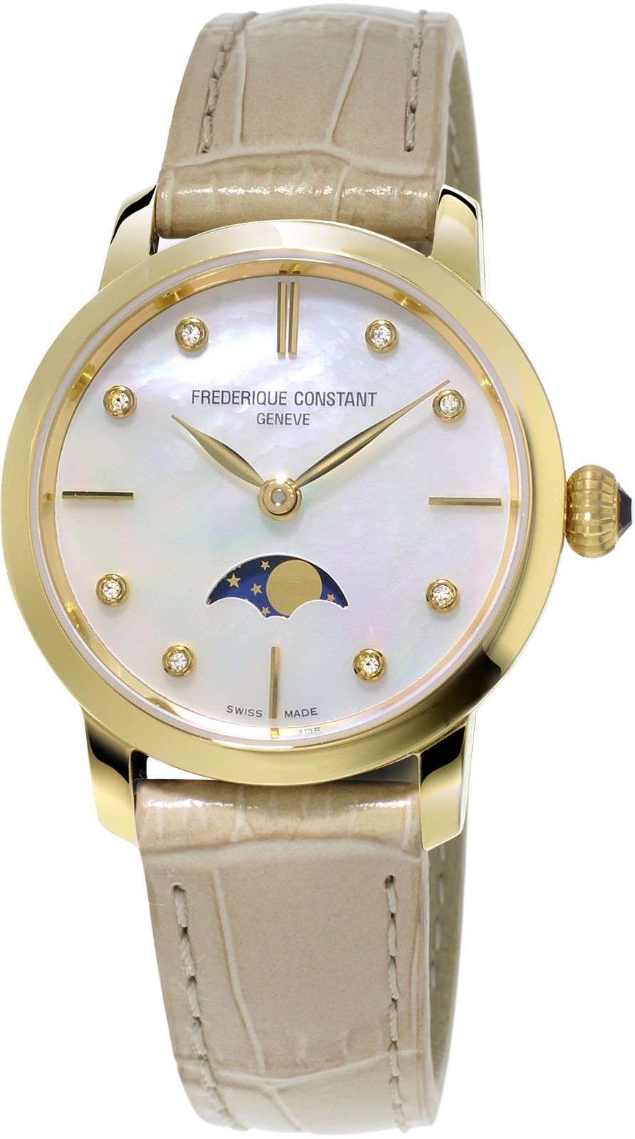 Frederique Constant Slimline Ladies MoonPhase 30 mm Watch in MOP Dial For Women - 1