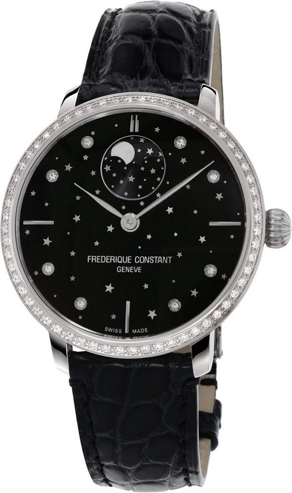 Frederique Constant Slimline Moonphase Black Dial 38.8 mm Automatic Watch For Women - 1