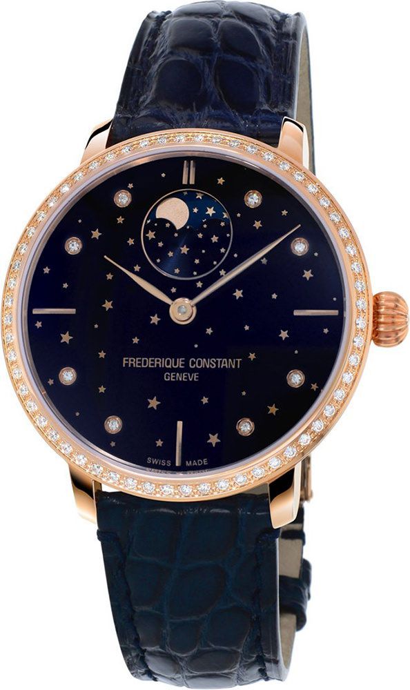 Frederique Constant Slimline Moonphase Blue Dial 38.8 mm Automatic Watch For Women - 1