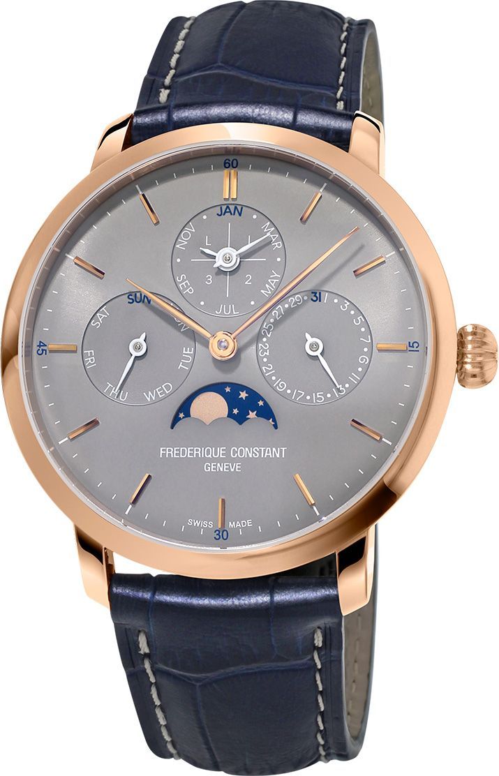 Frederique Constant Manufacture Slimline Perpetual Calendar 42 mm Watch in Grey Dial For Men - 1