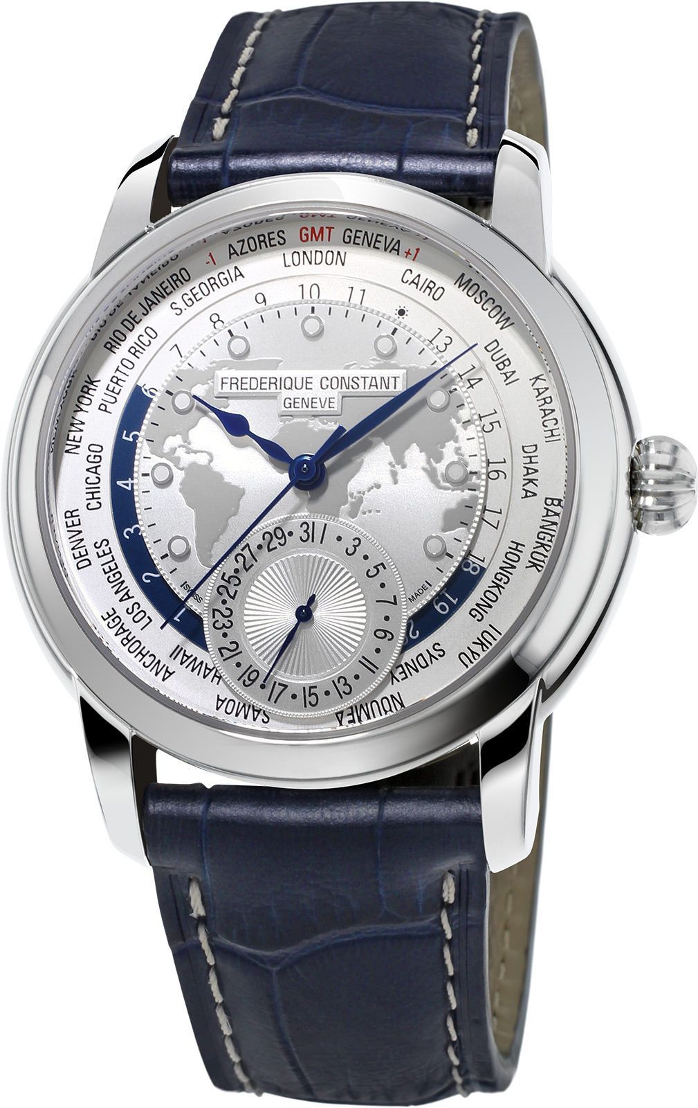 Frederique Constant Manufacture Manufacture Classic WorldTimer Silver Dial 42 mm Automatic Watch For Men - 1