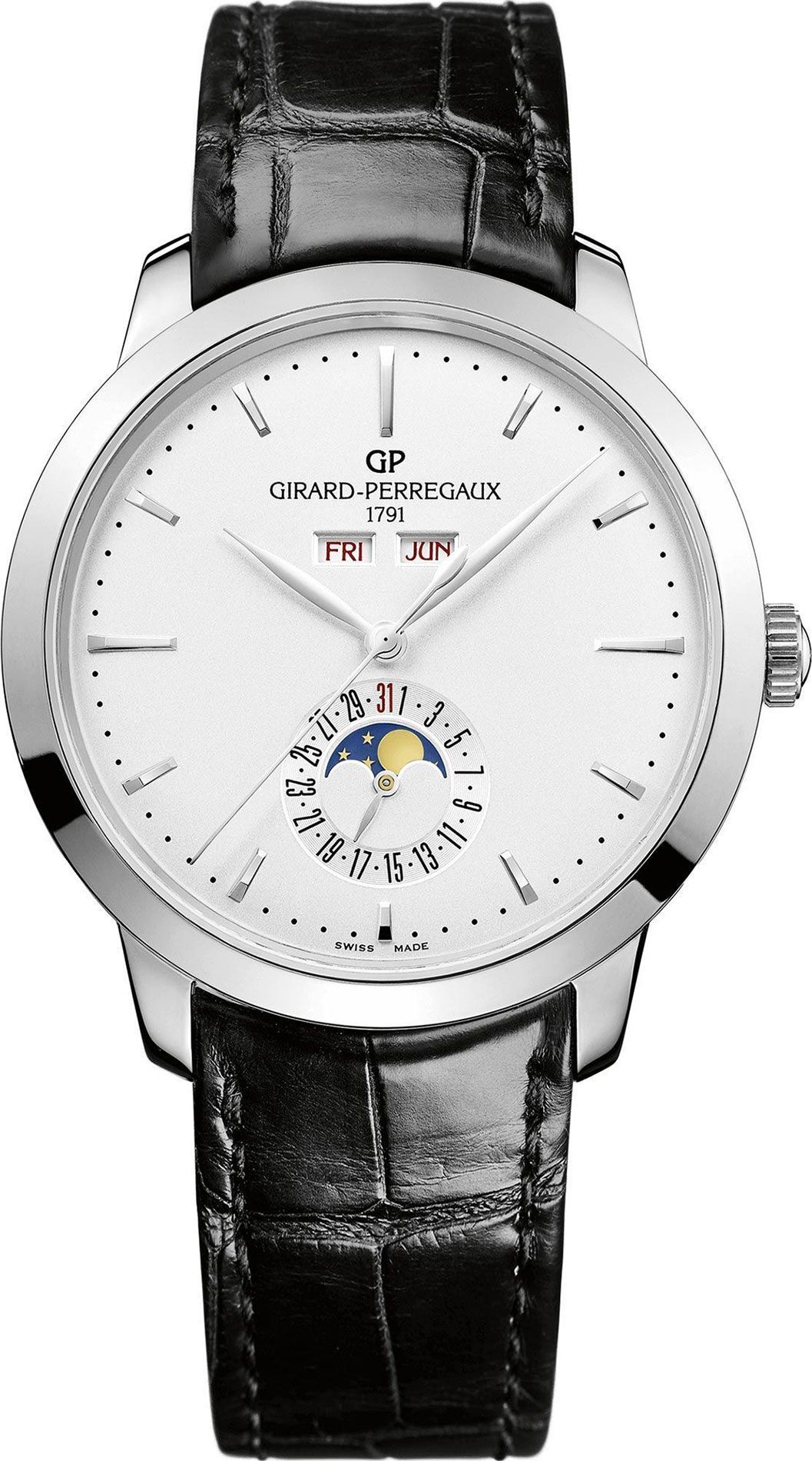 Girard-Perregaux Full Calendar 40 mm Watch in Silver Dial For Men - 1