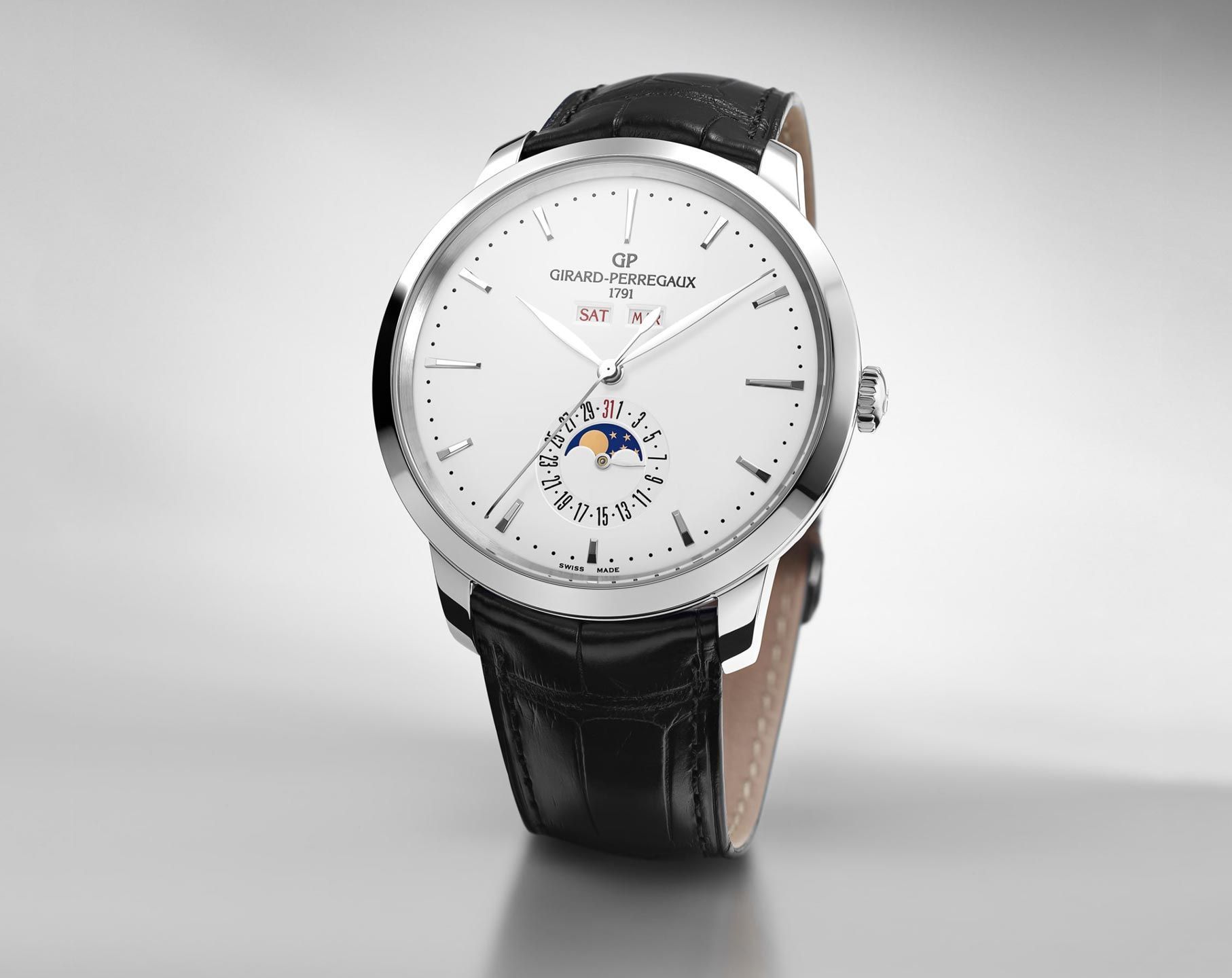 Girard-Perregaux Full Calendar 40 mm Watch in Silver Dial For Men - 6