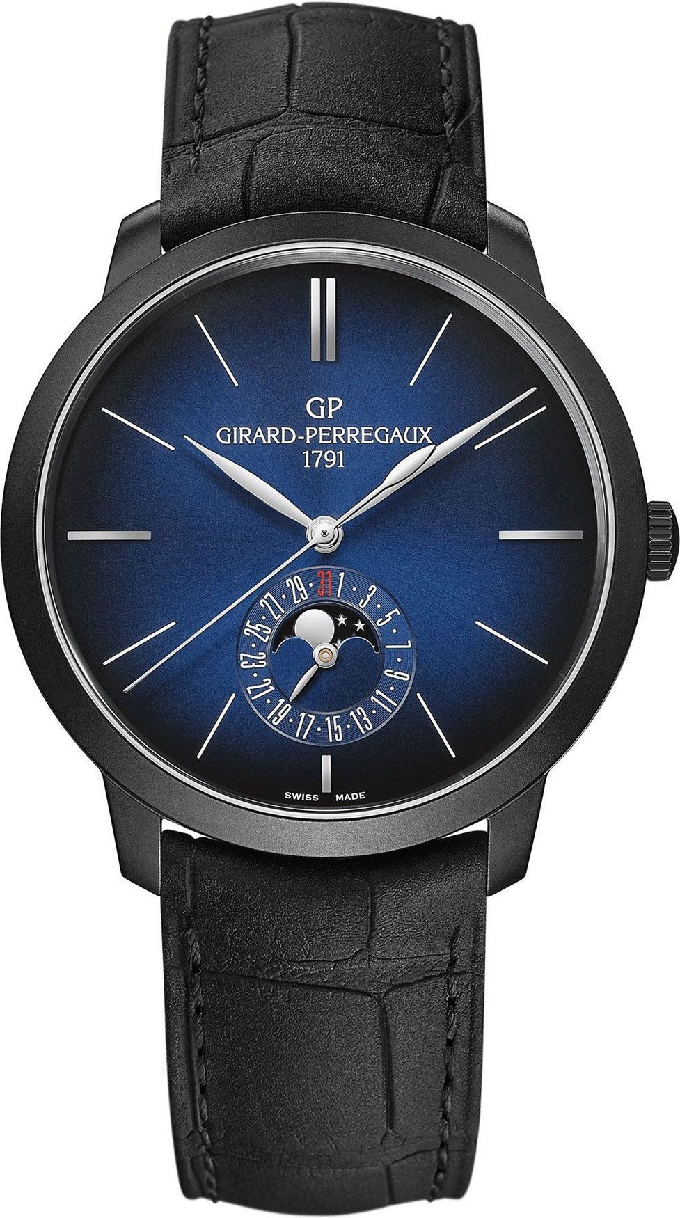 Girard-Perregaux Moon Phases 40 mm Watch in Blue Dial For Men - 1
