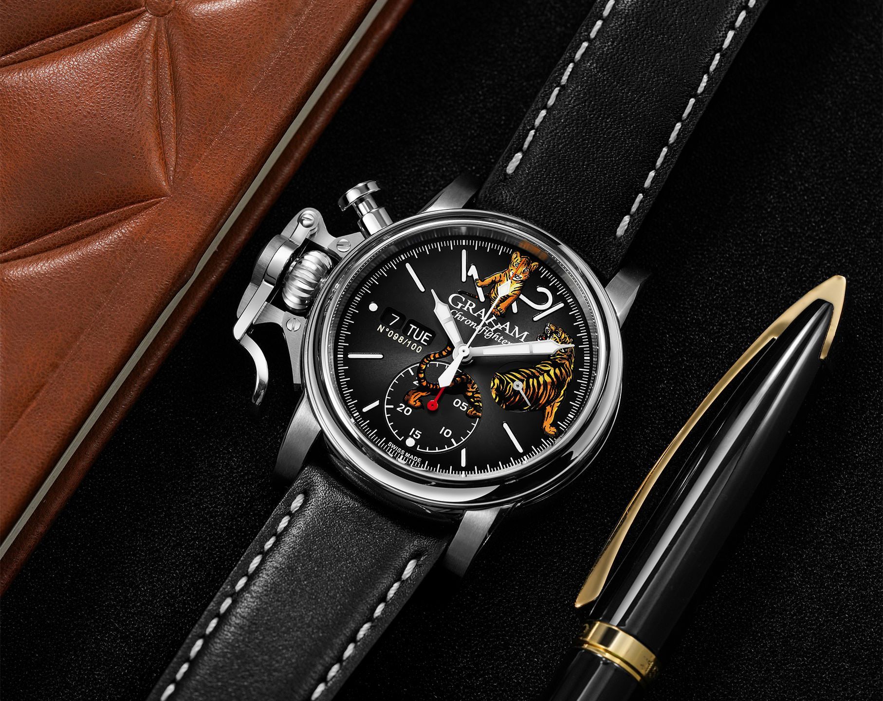 Graham Chronofighter Vintage  Black Dial 44 mm Automatic Watch For Men - 5
