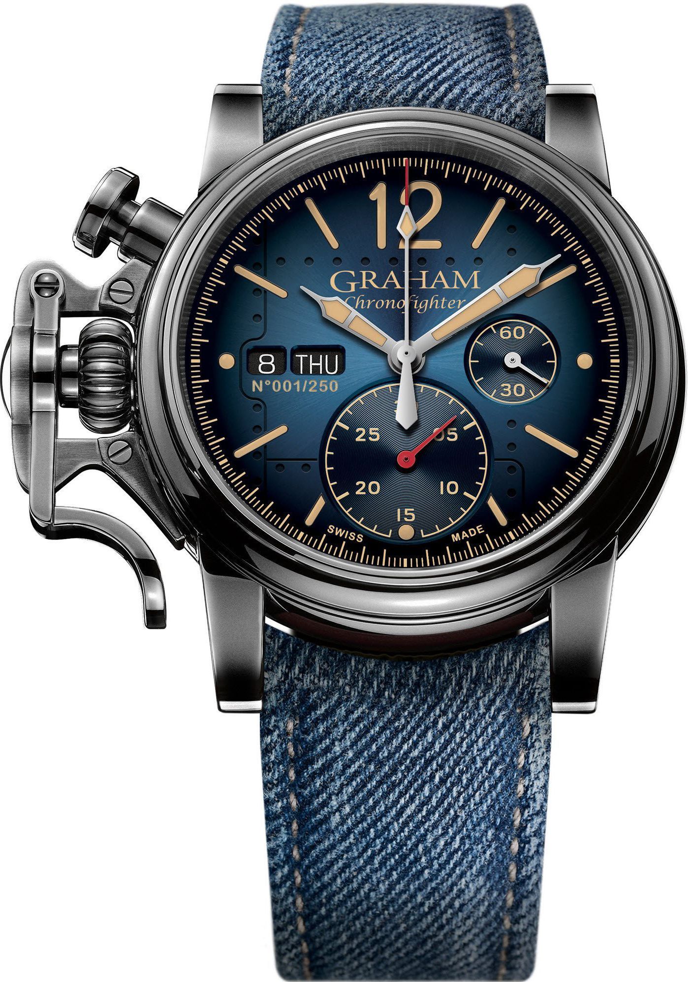 Graham Chronofighter Vintage  Blue Dial 44 mm Automatic Watch For Men - 1
