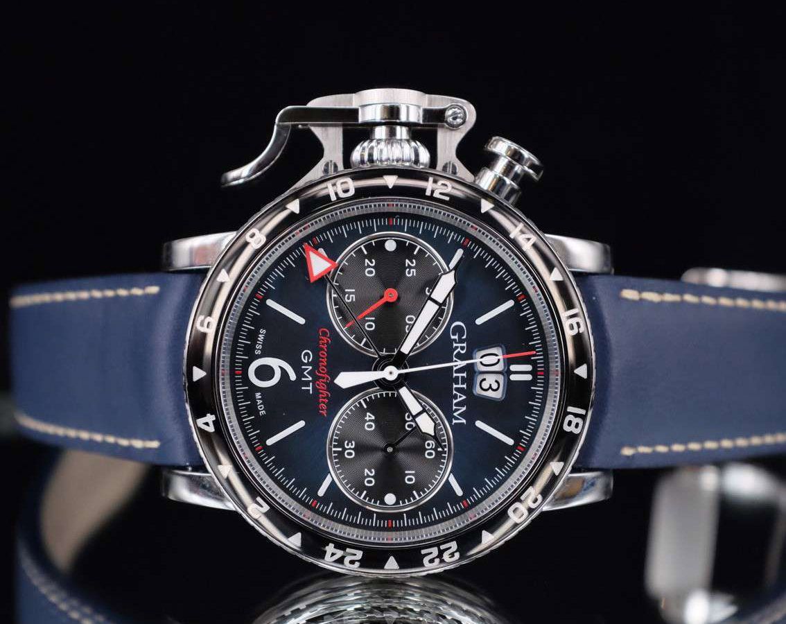 Graham Chronofighter Vintage  Blue Dial 44 mm Automatic Watch For Men - 3