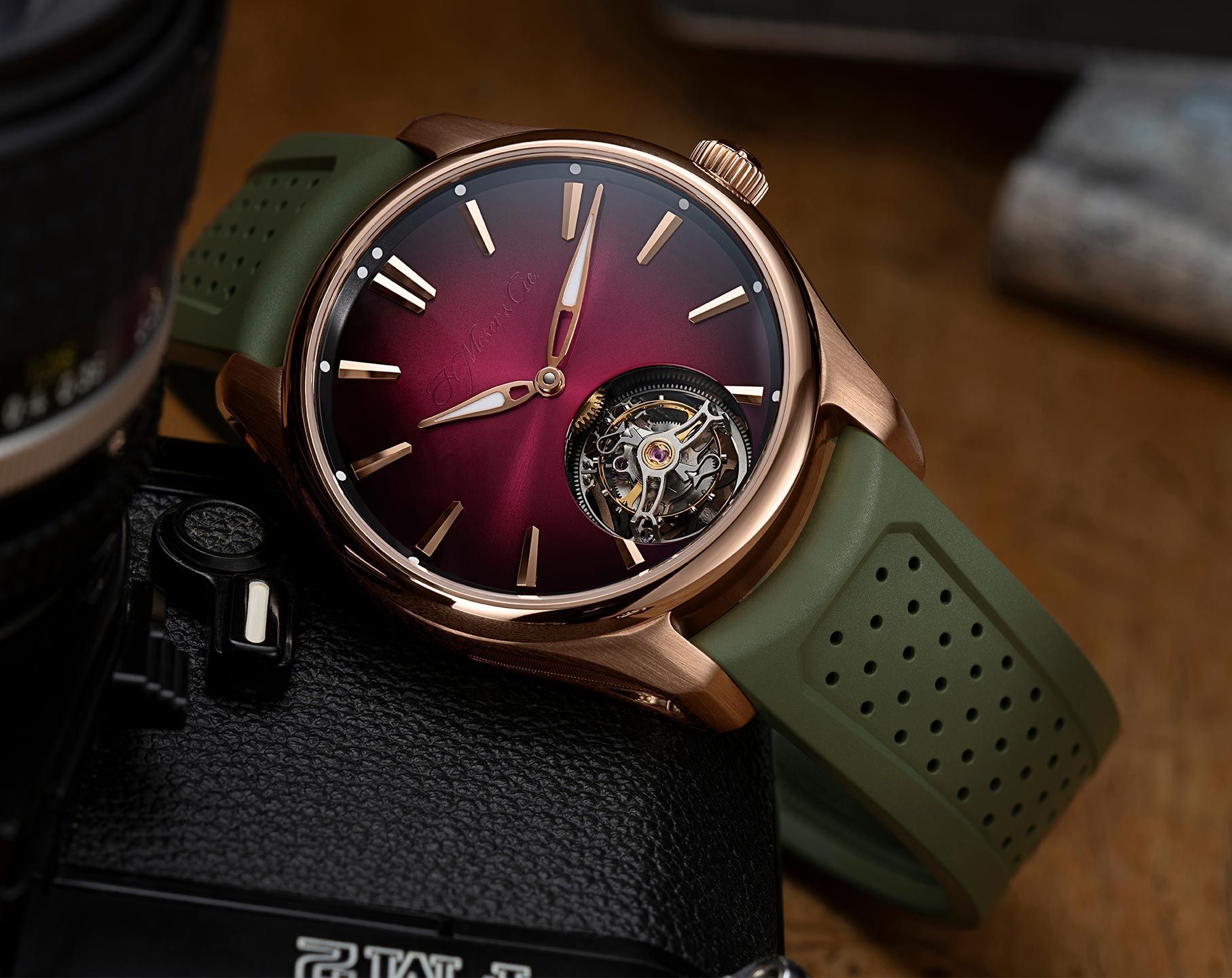 H. Moser & Cie. Pioneer Tourbillon Burgundy Dial 40 mm Automatic Watch For Men - 4