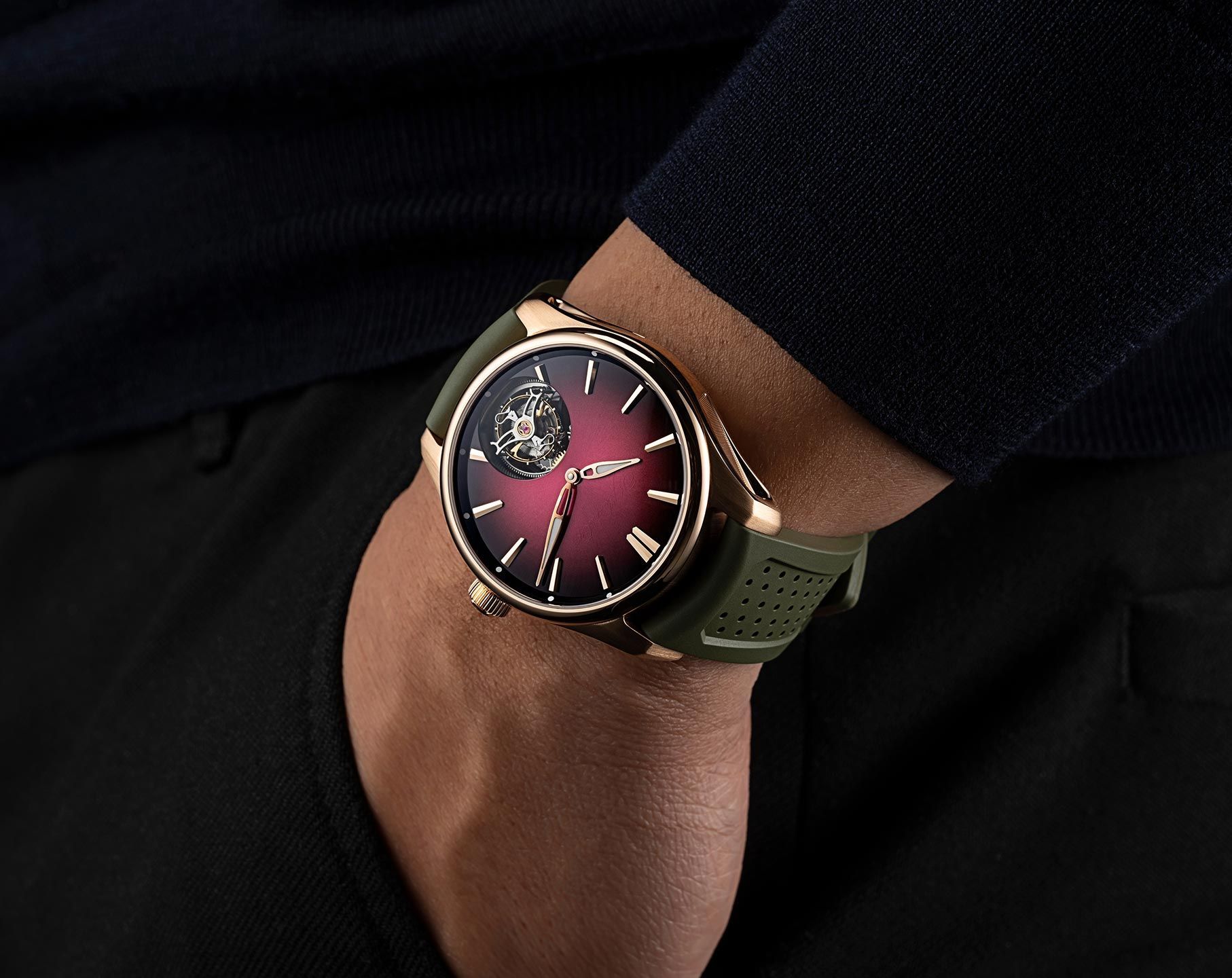 H. Moser & Cie. Pioneer Tourbillon Burgundy Dial 40 mm Automatic Watch For Men - 7