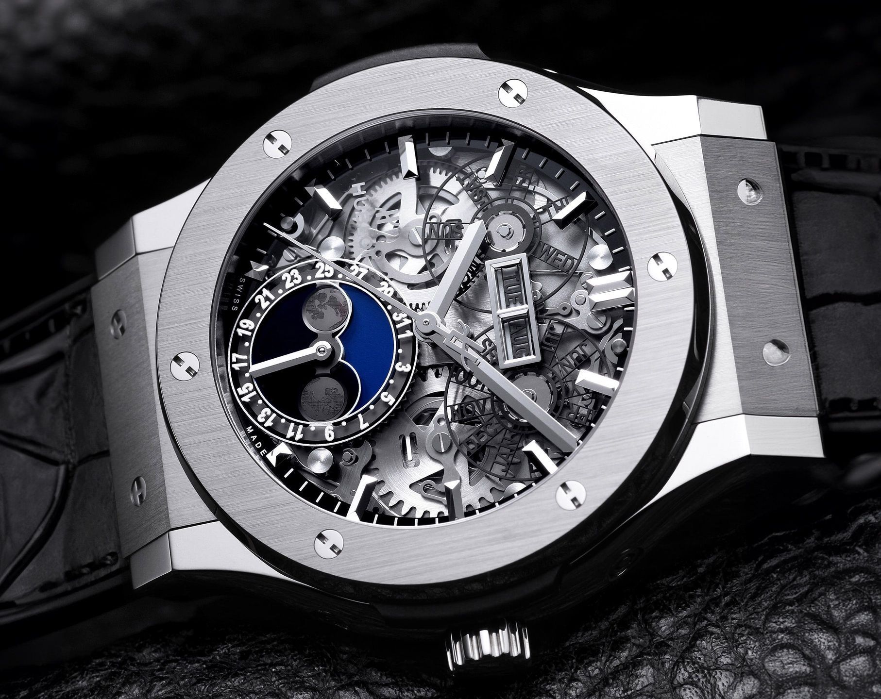 Hublot Moonphase 45 mm Watch in Skeleton Dial