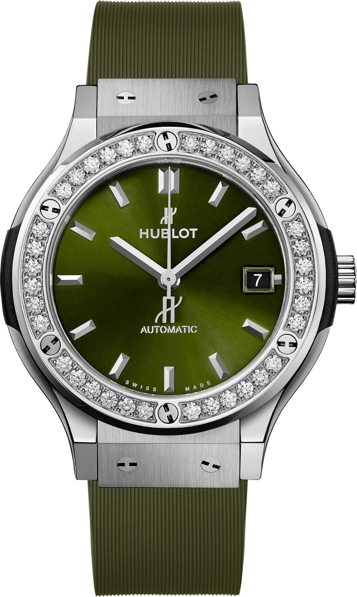 Hublot Classic Fusion 3-Hands Green Dial 38 mm Automatic Watch For Women - 1