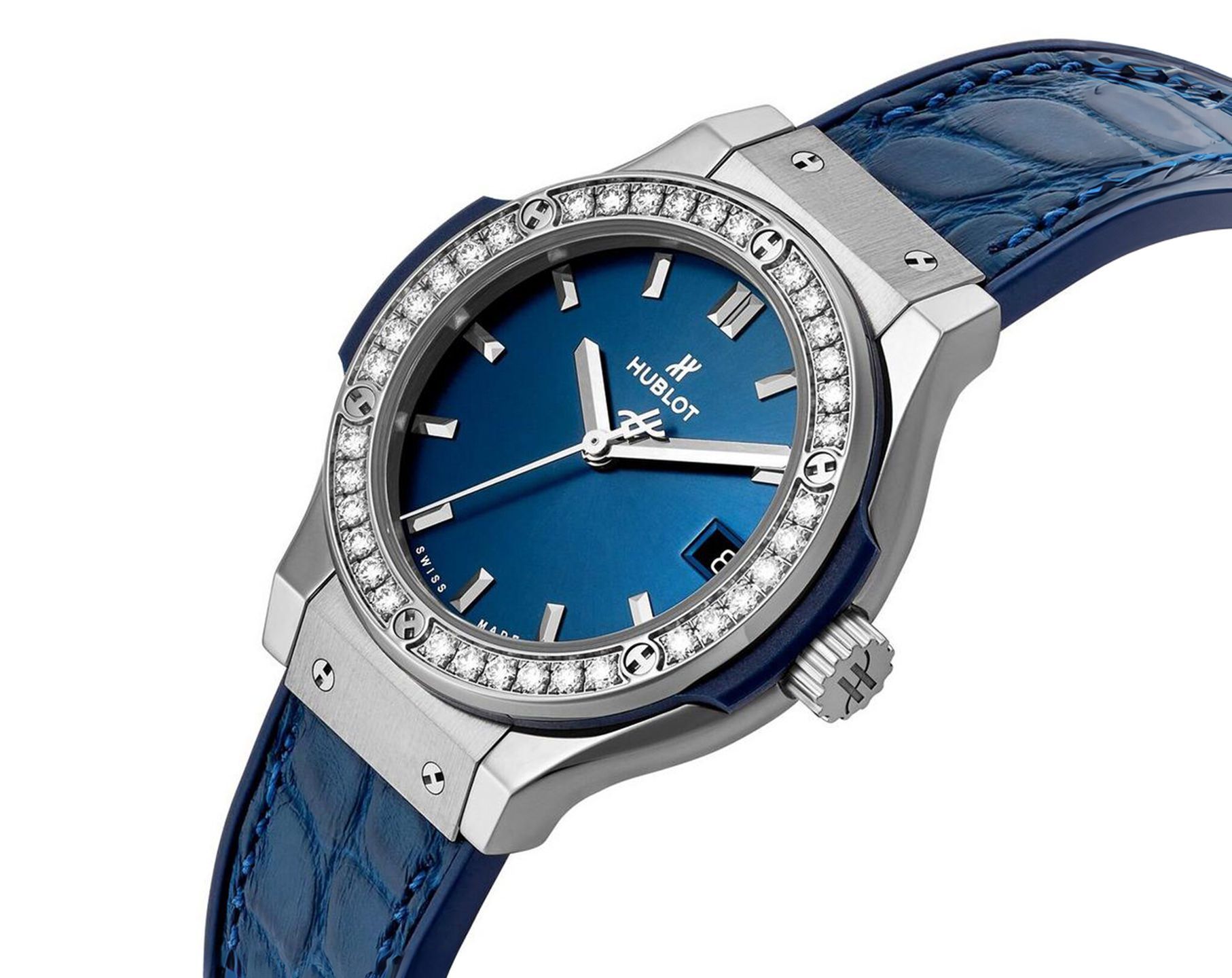 Hublot blue leather strap best sale