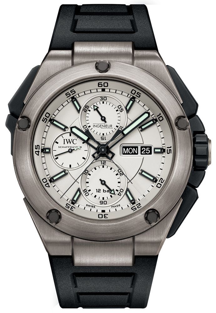 IWC Ingenieur Double Chronograph Titanium Silver Dial 45 mm Automatic Watch For Men - 1