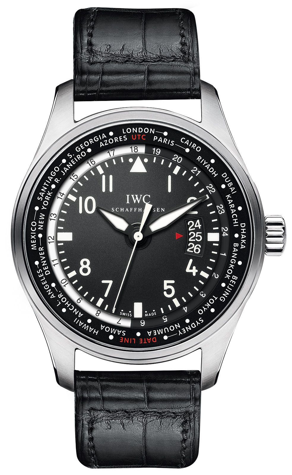 IWC Pilots World Timer Black Dial 45 mm Automatic Watch For Men - 1
