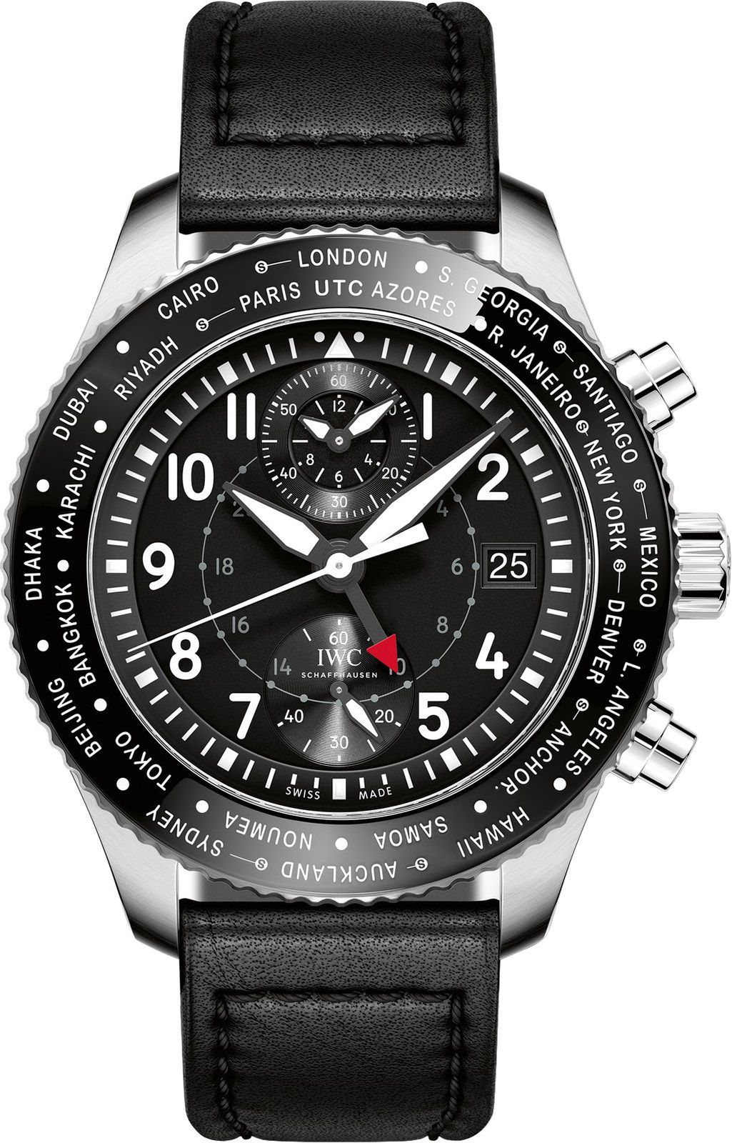 IWC Timezoner Chronograph 46 mm Watch in Black Dial For Men - 1