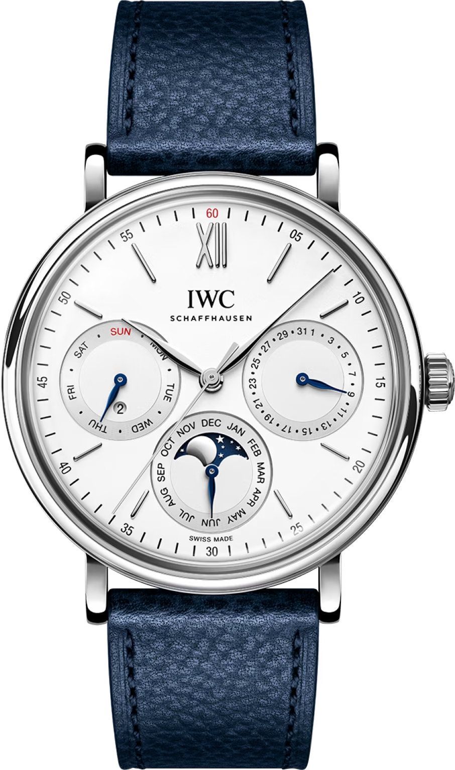 IWC  40 mm Watch in White Dial For Men - 1