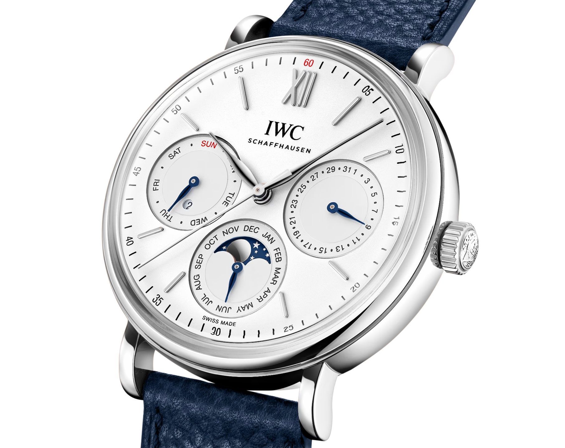 IWC  40 mm Watch in White Dial For Men - 2