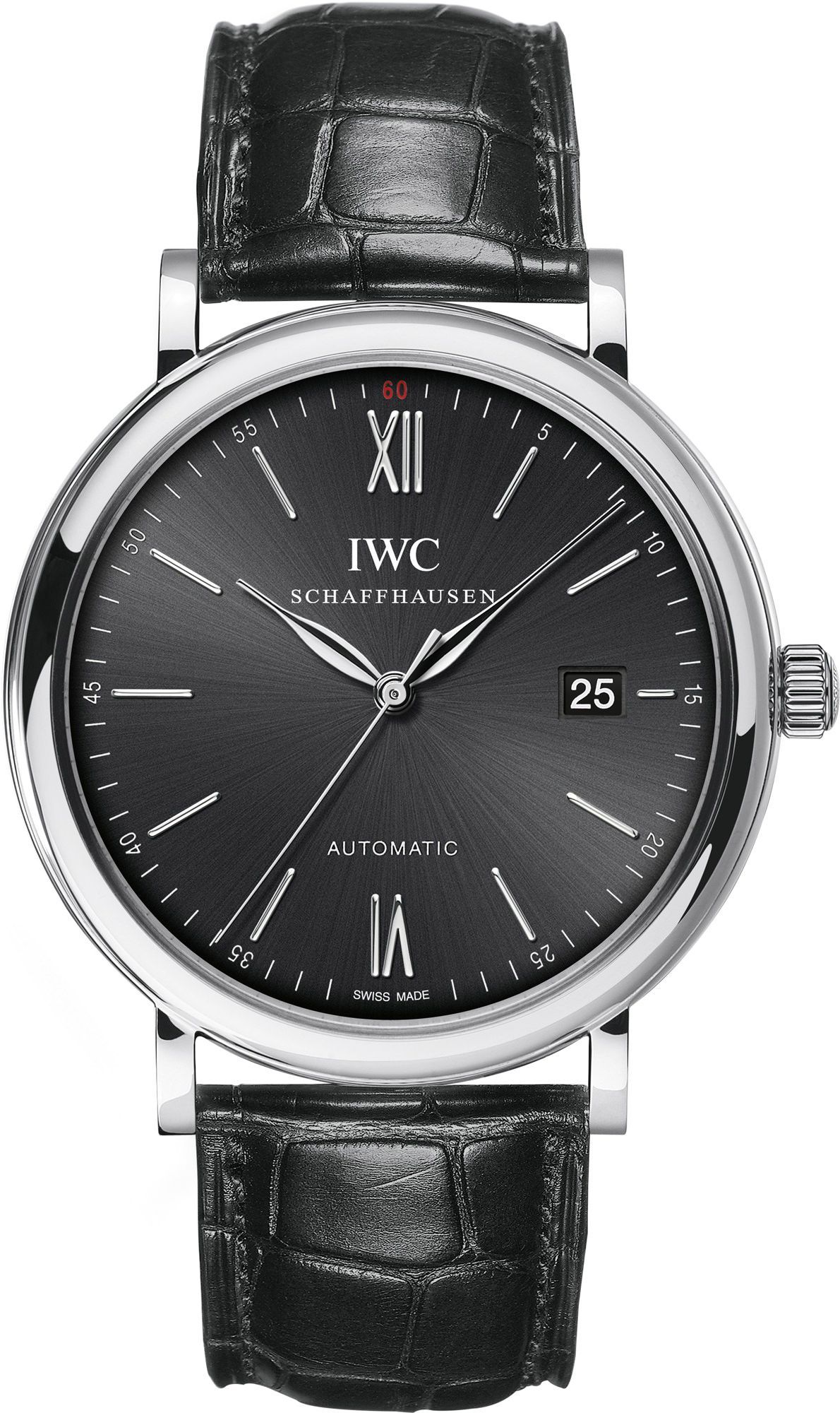 IWC  40 mm Watch in Black Dial For Men - 1