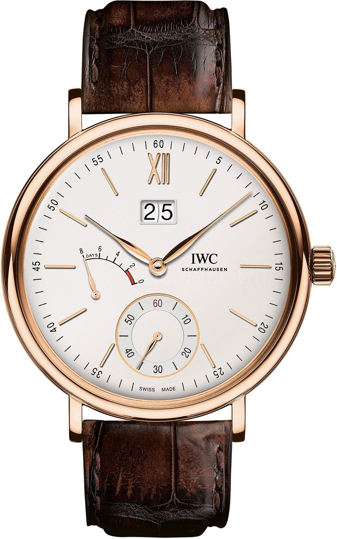 IWC Hand-Wound 45 mm Watch in White Dial For Men - 1