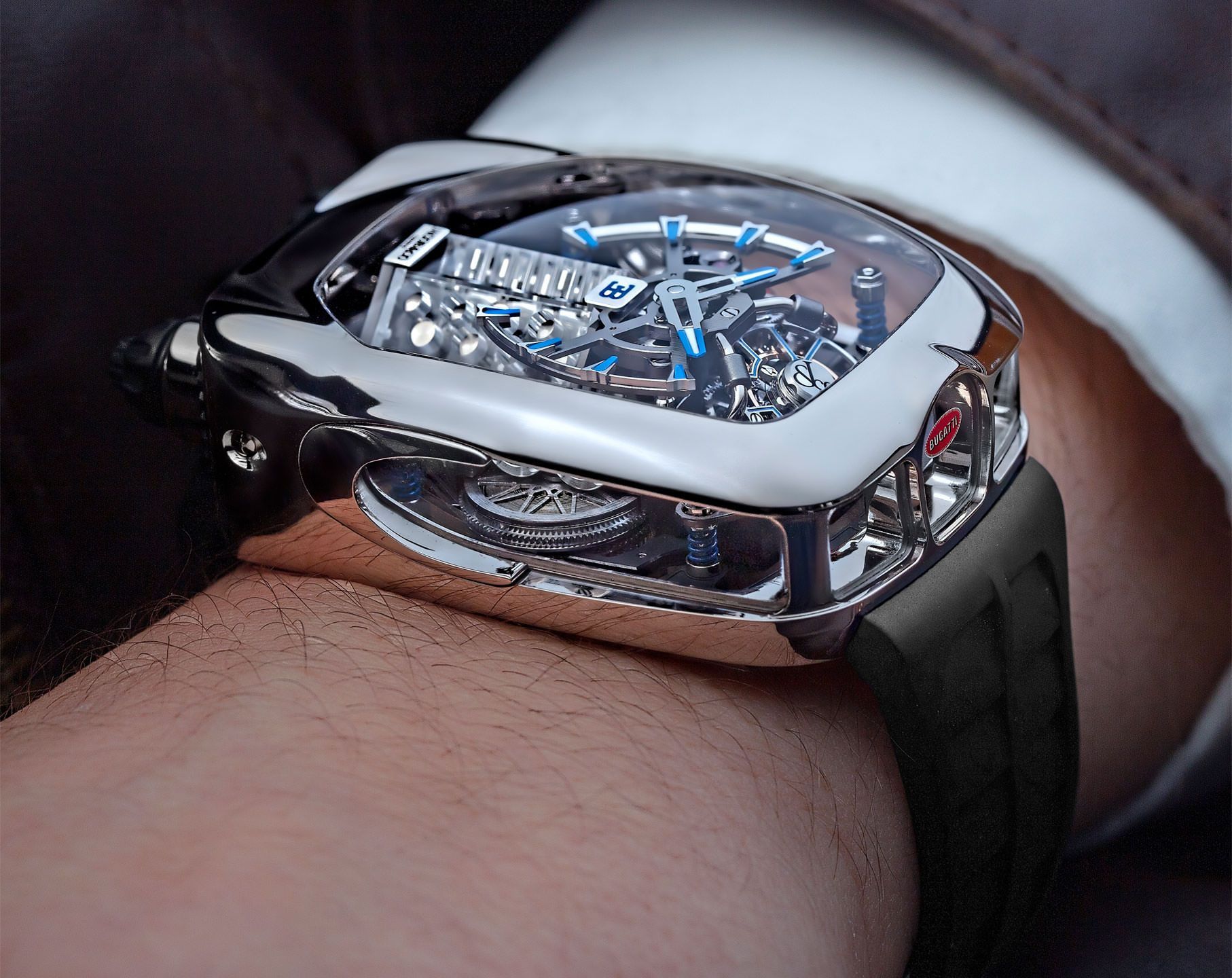 Jacob Co. Bugatti Chiron Tourbillon 44 mm Watch in Skeleton Dial