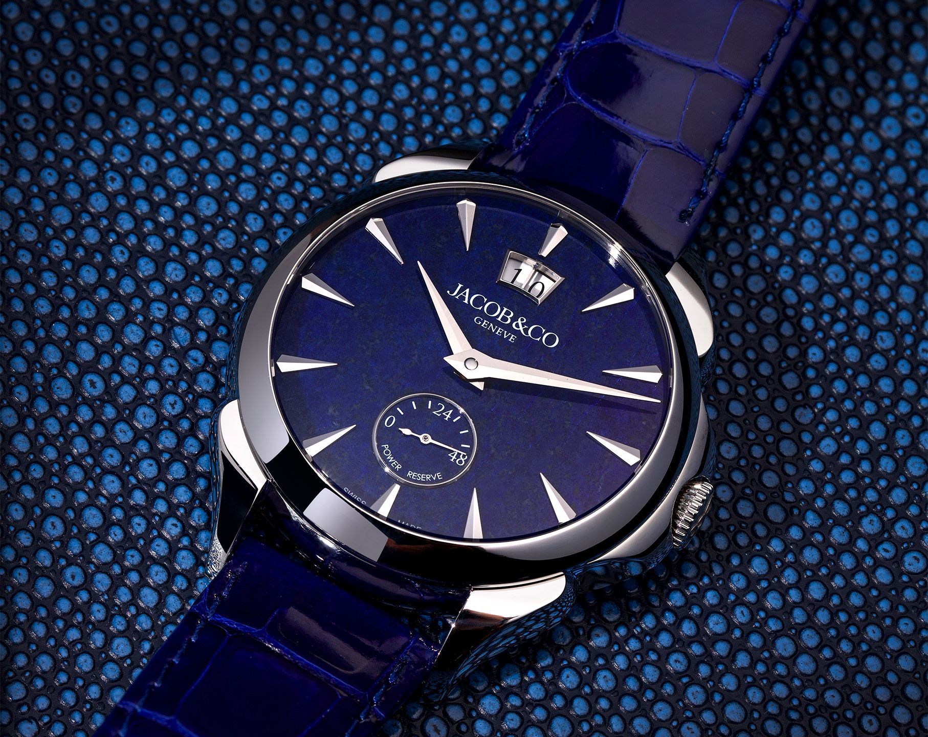 Jacob & Co. Palatial Palatial Classic Manual Big Date Blue Dial 42 mm Manual Winding Watch For Men - 5