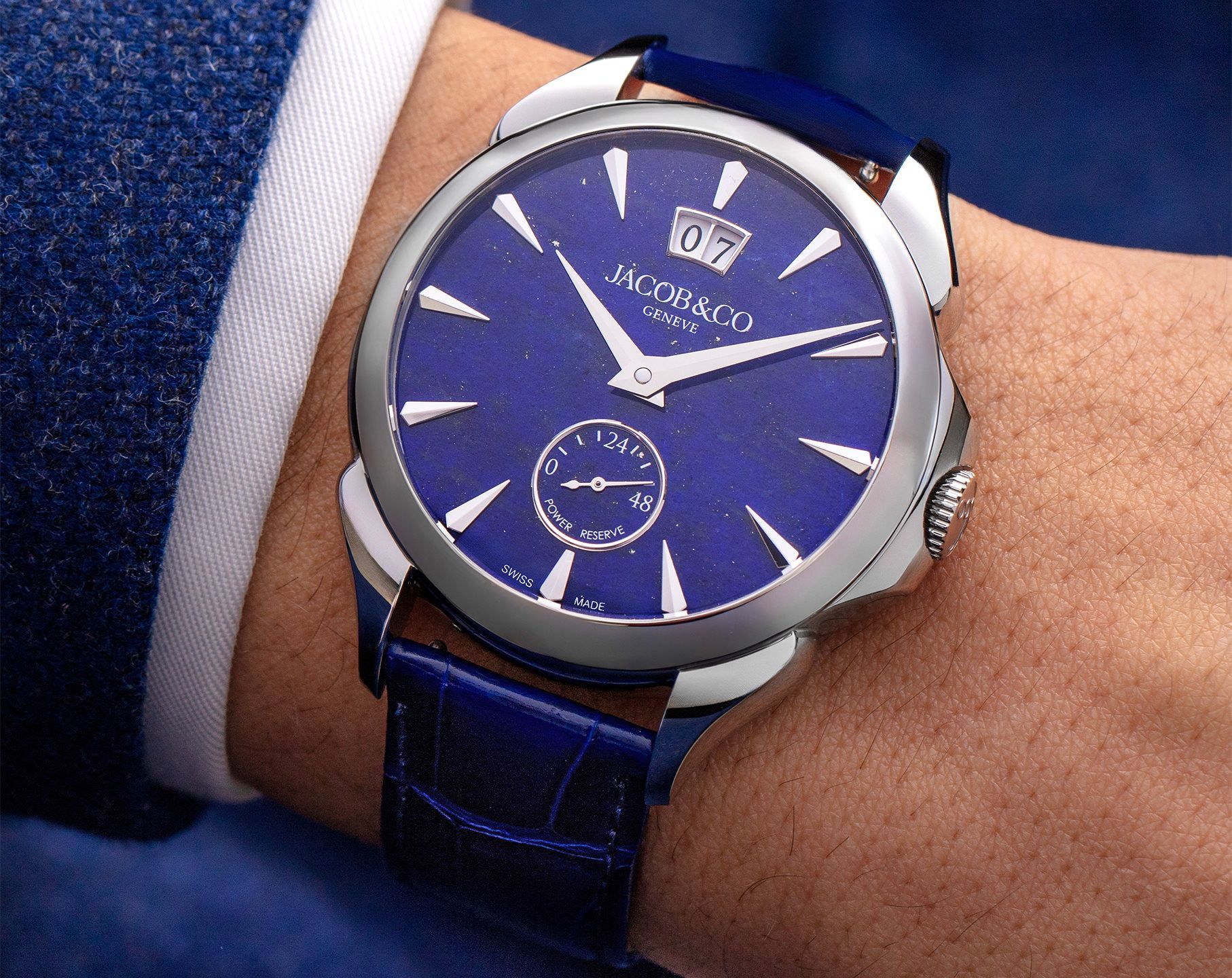 Jacob & Co. Palatial Palatial Classic Manual Big Date Blue Dial 42 mm Manual Winding Watch For Men - 6