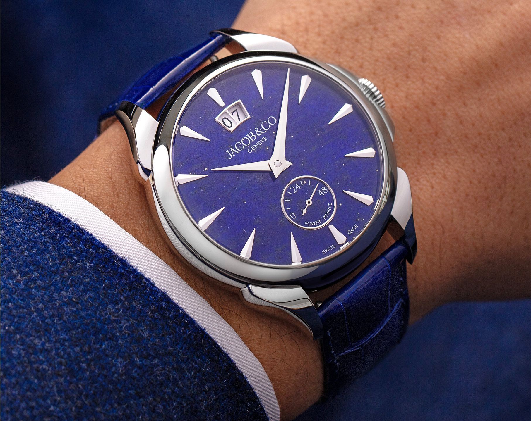Jacob & Co. Palatial Palatial Classic Manual Big Date Blue Dial 42 mm Manual Winding Watch For Men - 7