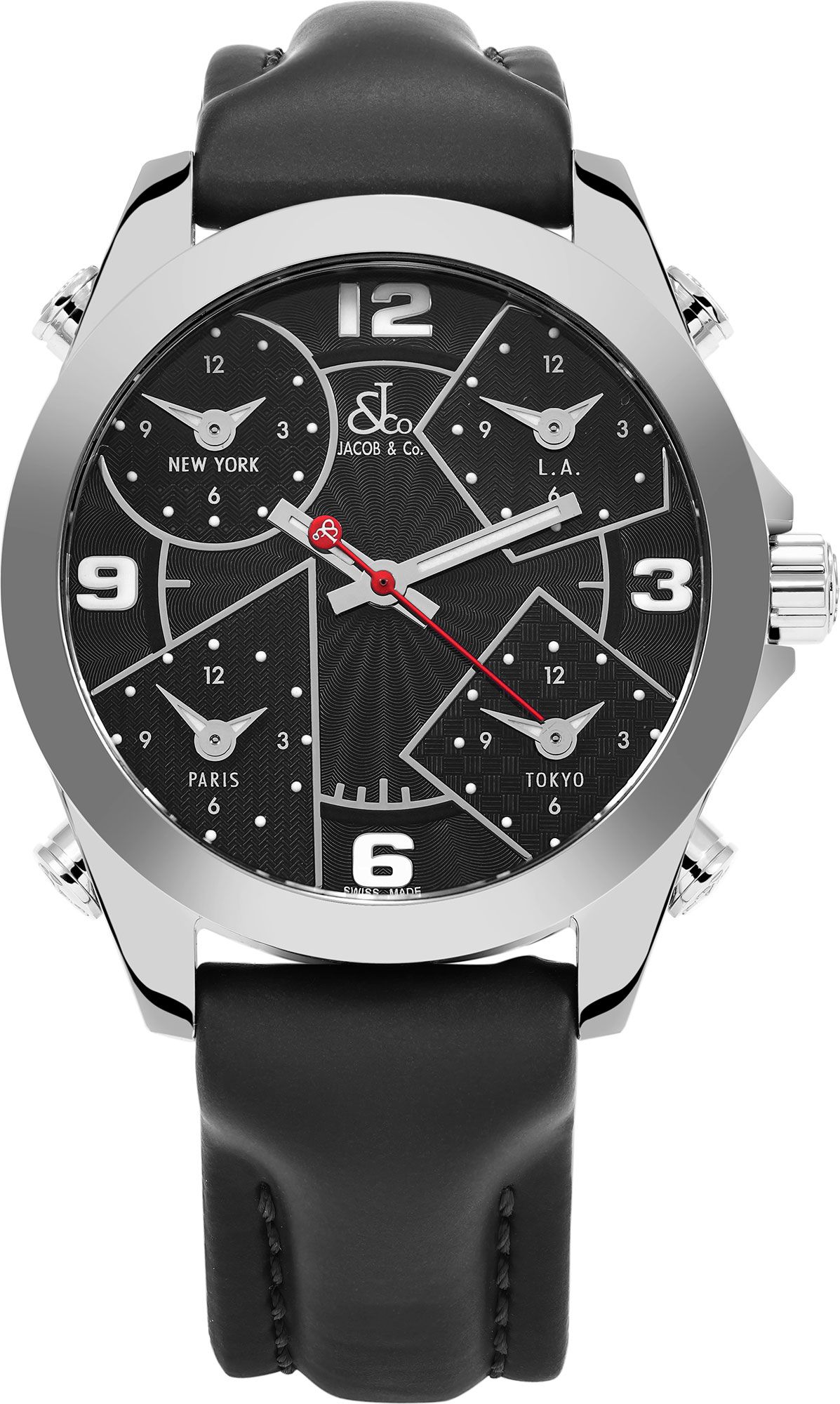 JACOB & CO. FIVE TIME ZONE 時計 Jacob & Co. Five Time Zone Stainless Steel Mop Dial 40mm