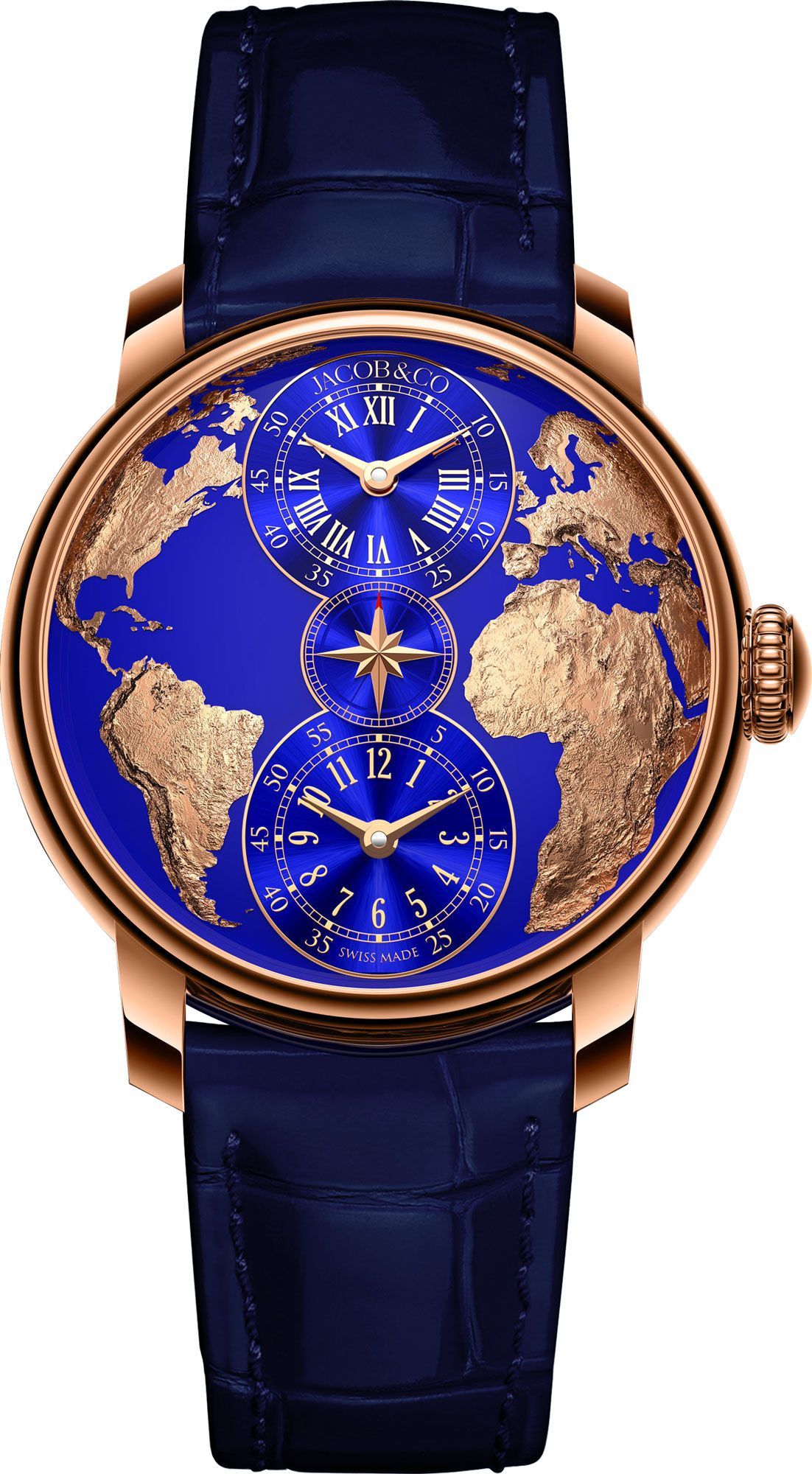 Jacob & Co. The World Is Yours Dual Time Zone  Blue Dial 43 mm Automatic Watch For Men - 1