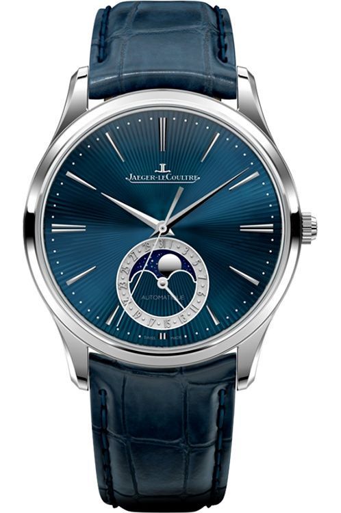 Jaeger LeCoultre Ultra Thin Moon Enamel 39 mm Watch in Blue Dial