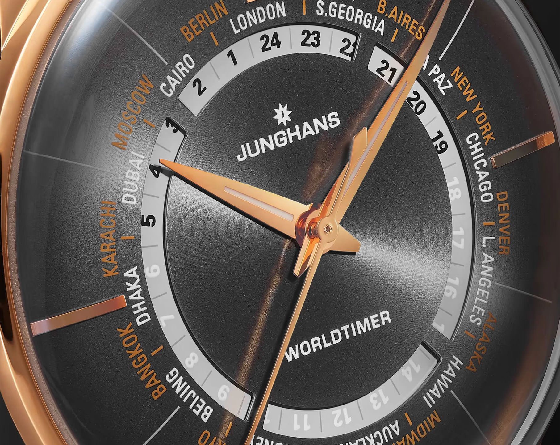 Junghans Meister Worldtimer 40.4 mm Watch in Anthracite Dial For Men - 3