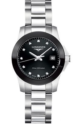 Longines Conquest  Black Dial 30 mm Quartz Watch For Women - 1