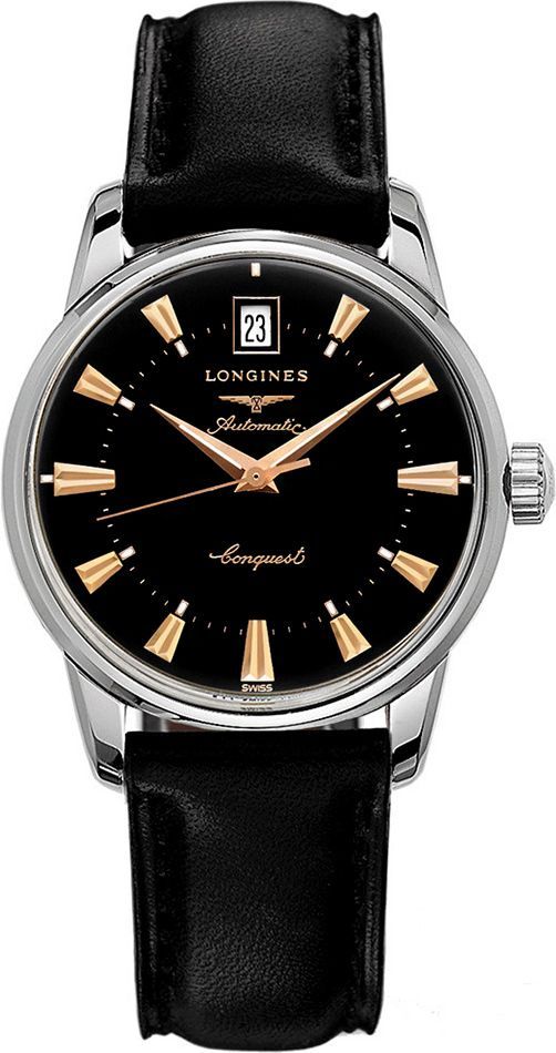 Longines Conquest Heritage  Black Dial 35 mm Automatic Watch For Men - 1