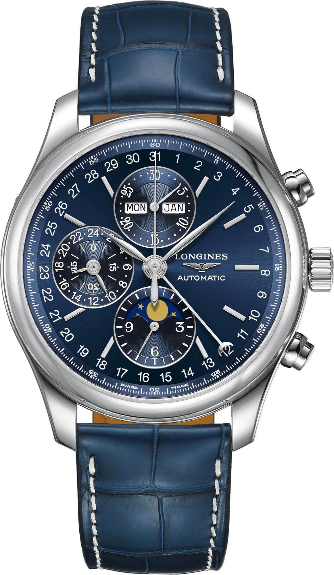 Longines  42 mm Watch in Blue Dial For Men - 1