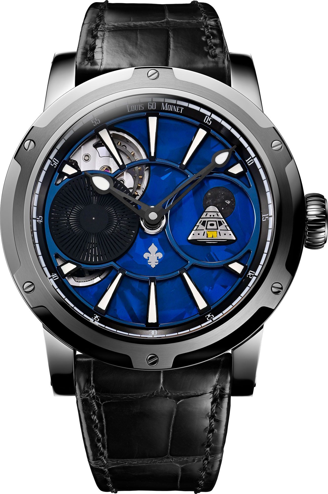 Louis Moinet Space One 45.4 mm Watch in Blue Dial For Men - 1