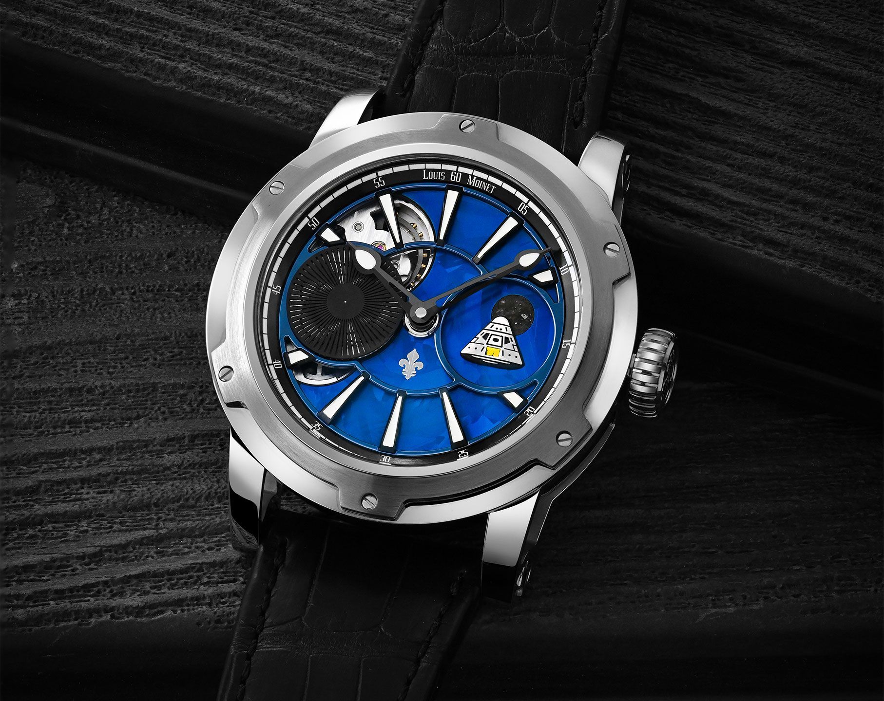Louis Moinet Space One 45.4 mm Watch in Blue Dial For Men - 4