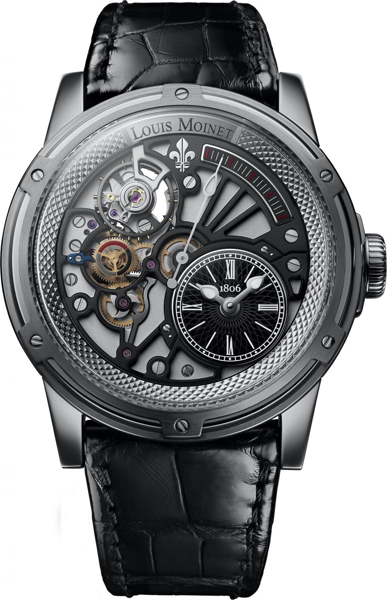 Louis Moinet Tempograph Chrome 44 mm Watch in Skeleton Dial For Men - 1