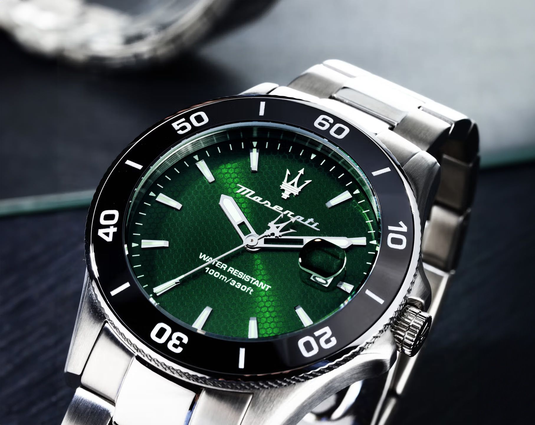 Maserati Lifestyle Competizione Green Dial 43 mm Quartz Watch For Men - 3