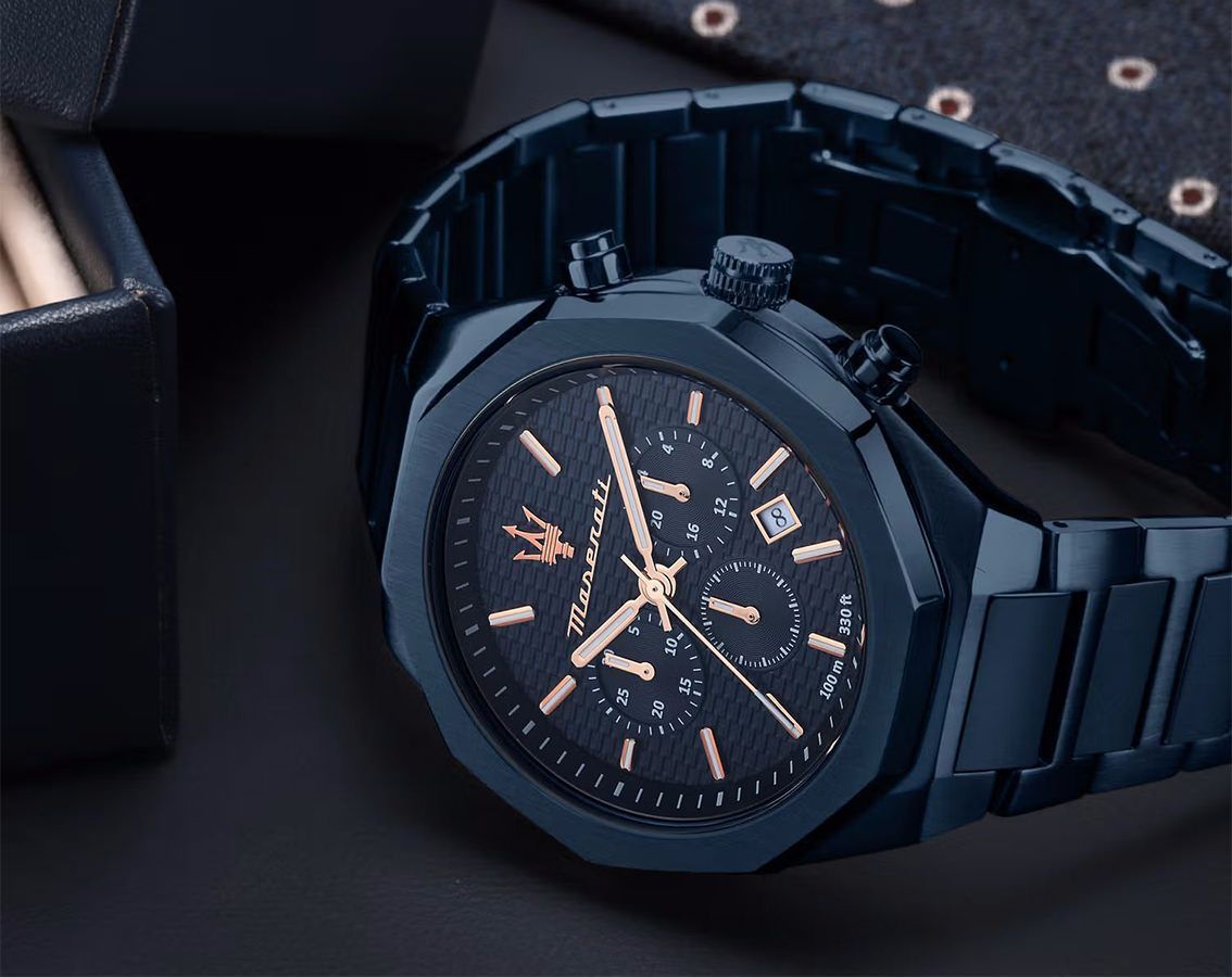Maserati Lifestyle Stile Blue Dial 45 mm Quartz Watch For Men - 4