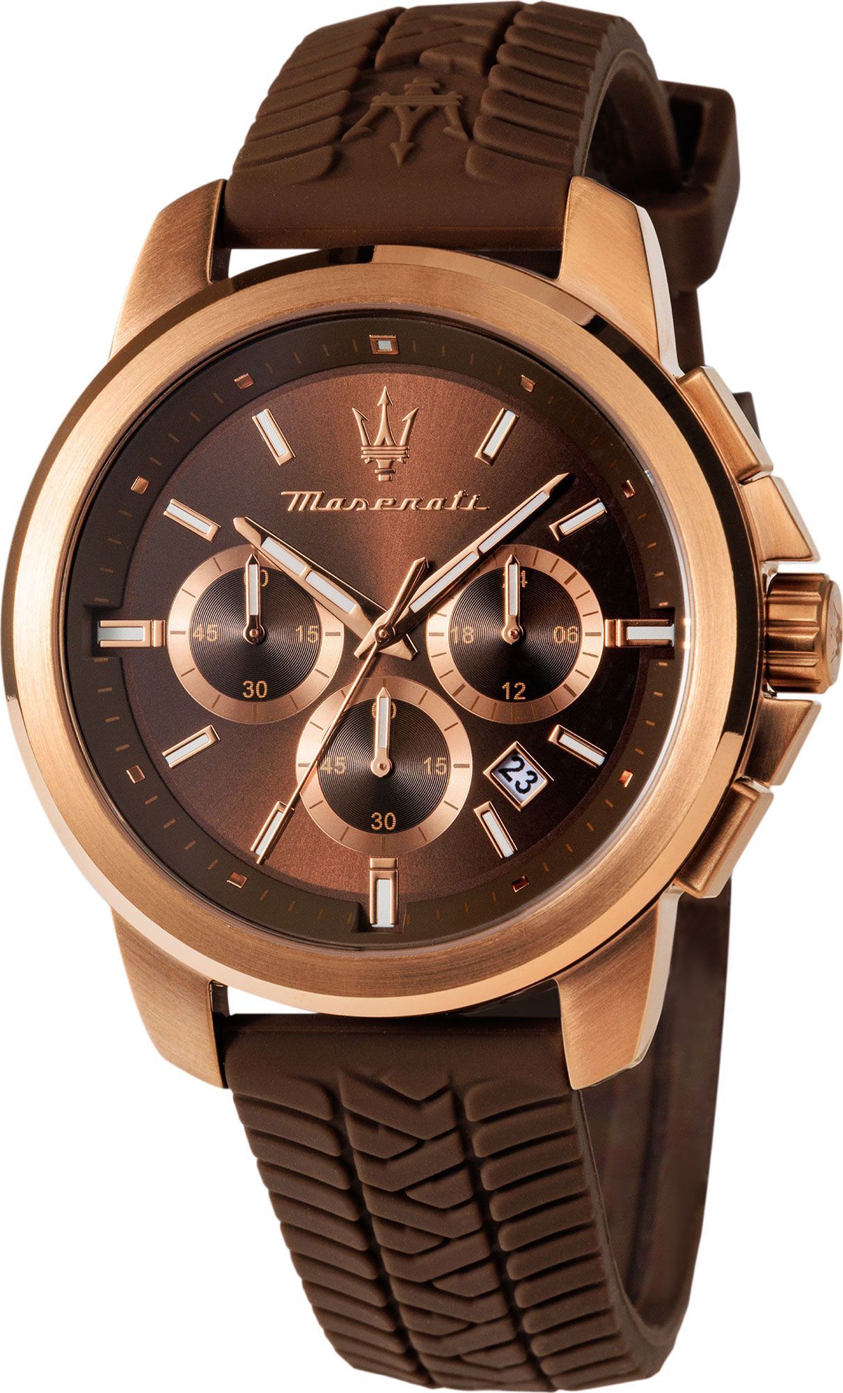 Maserati Lifestyle Successo Brown Dial 44 mm Quartz Watch For Men - 1