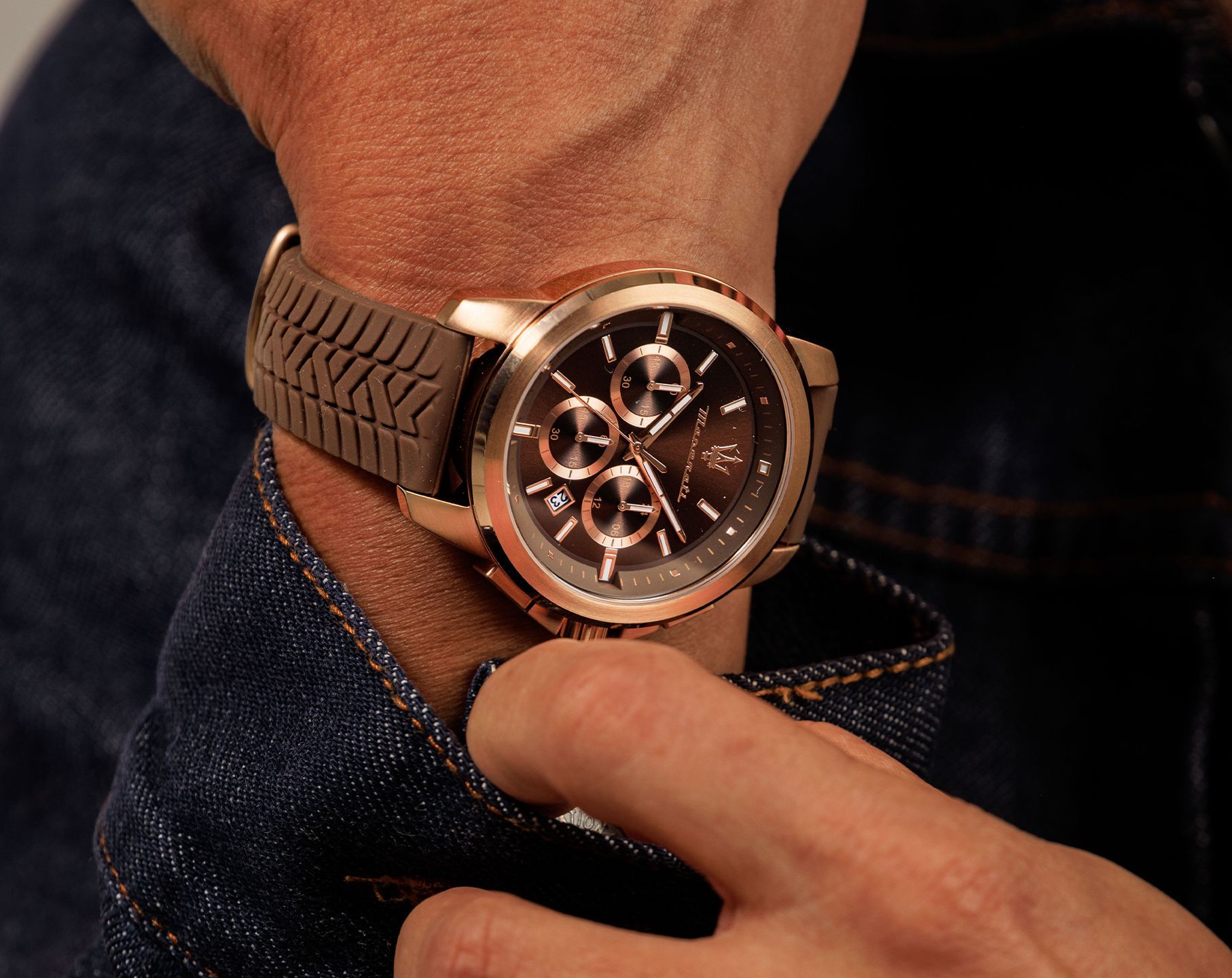 Maserati Lifestyle Successo Brown Dial 44 mm Quartz Watch For Men - 4