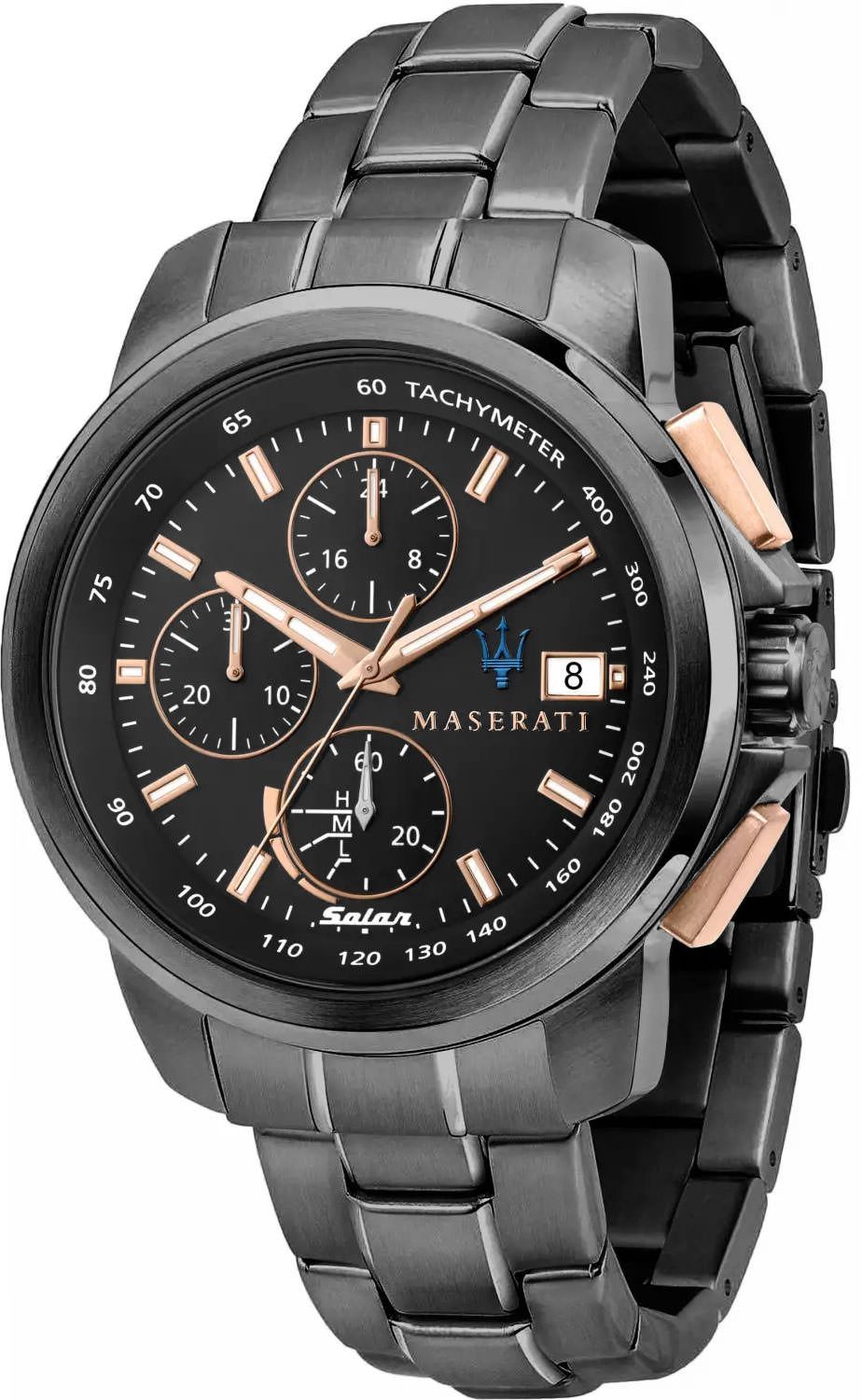 Maserati Lifestyle Successo Solar Black Dial 45 mm Quartz Watch For Men - 1