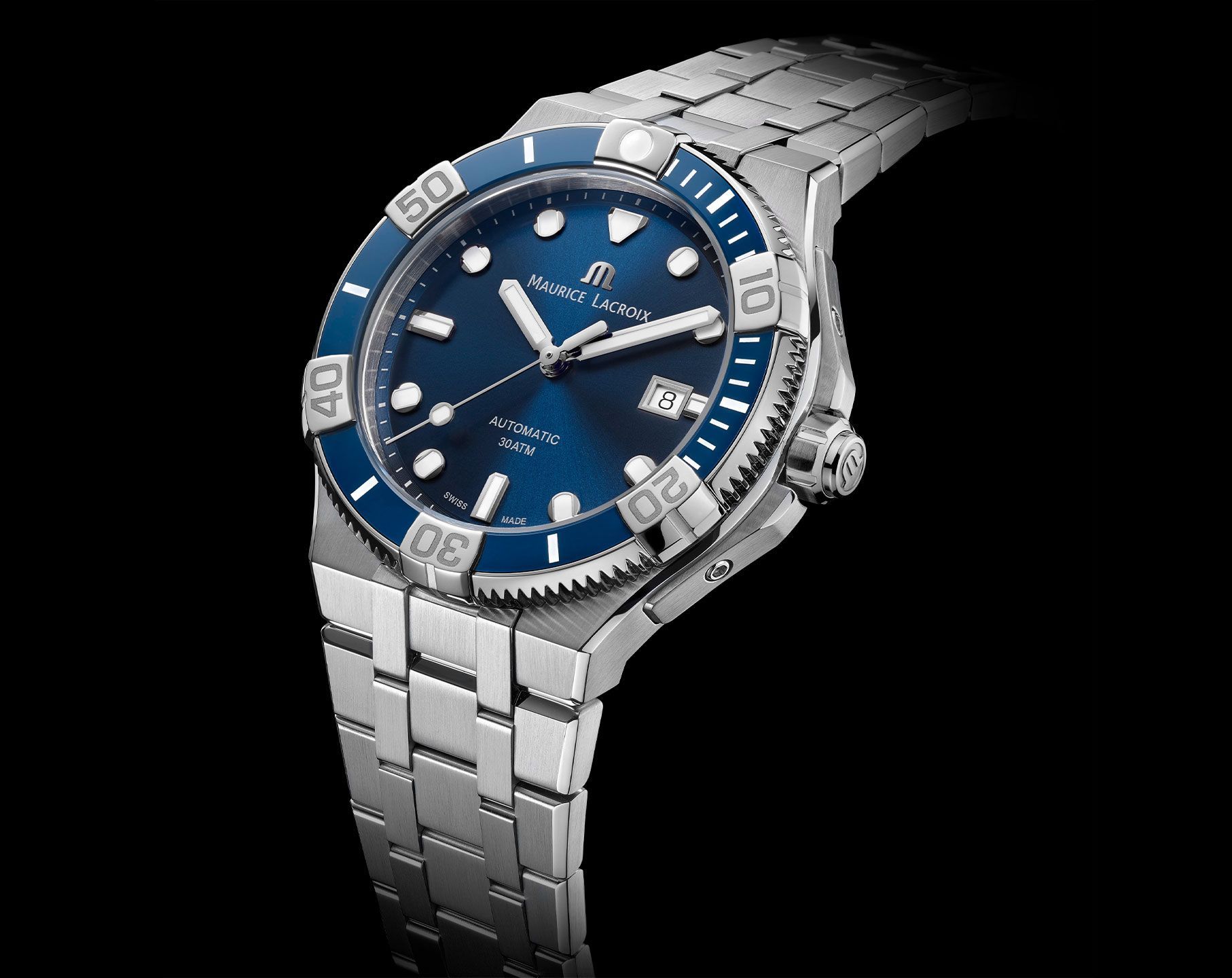 Dial Aikon mm Lacroix 43 Blue Watch Maurice Automatic in