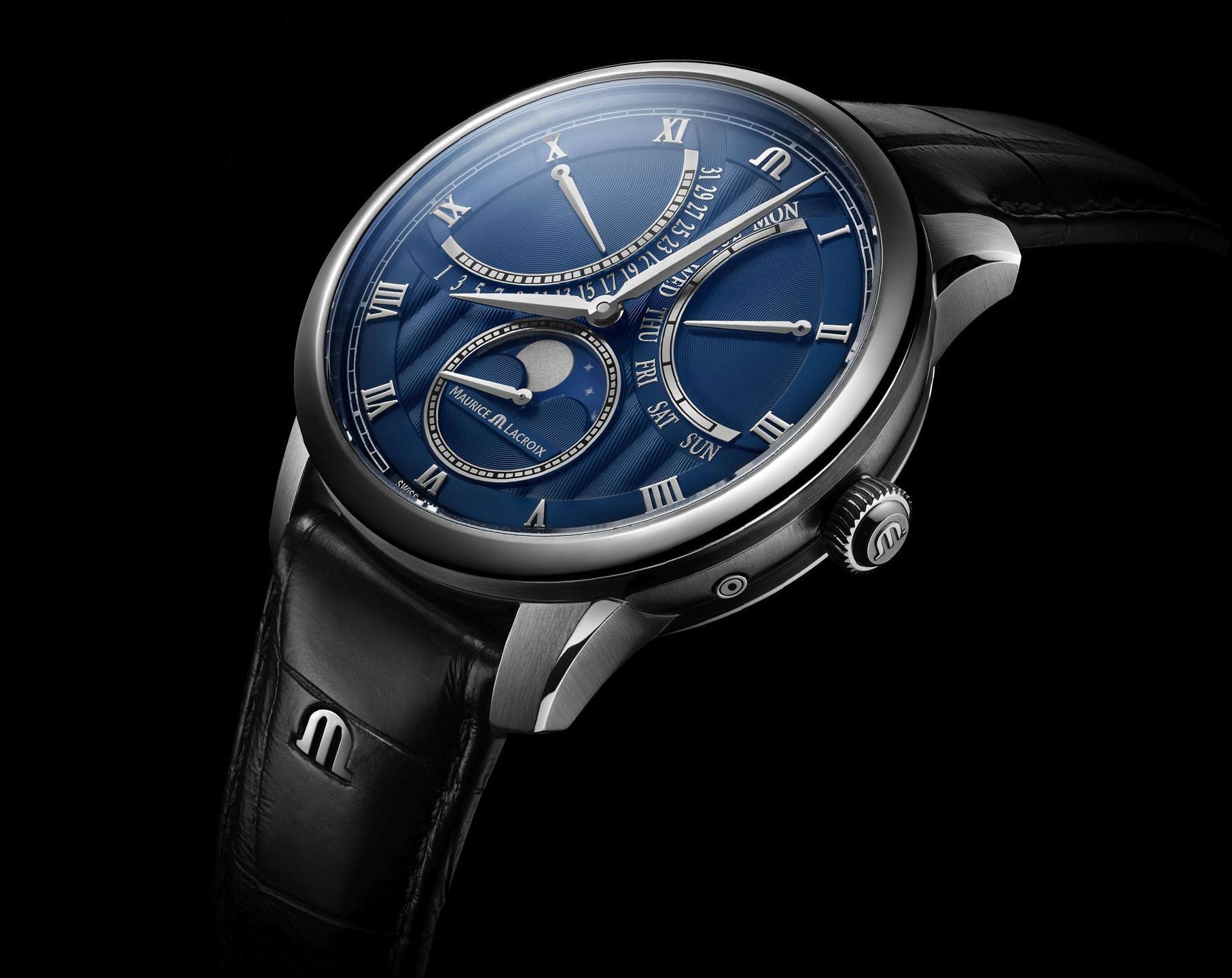 Maurice Lacroix Masterpiece Moonphase Retrograde Blue Dial 43 mm Automatic Watch For Men - 2
