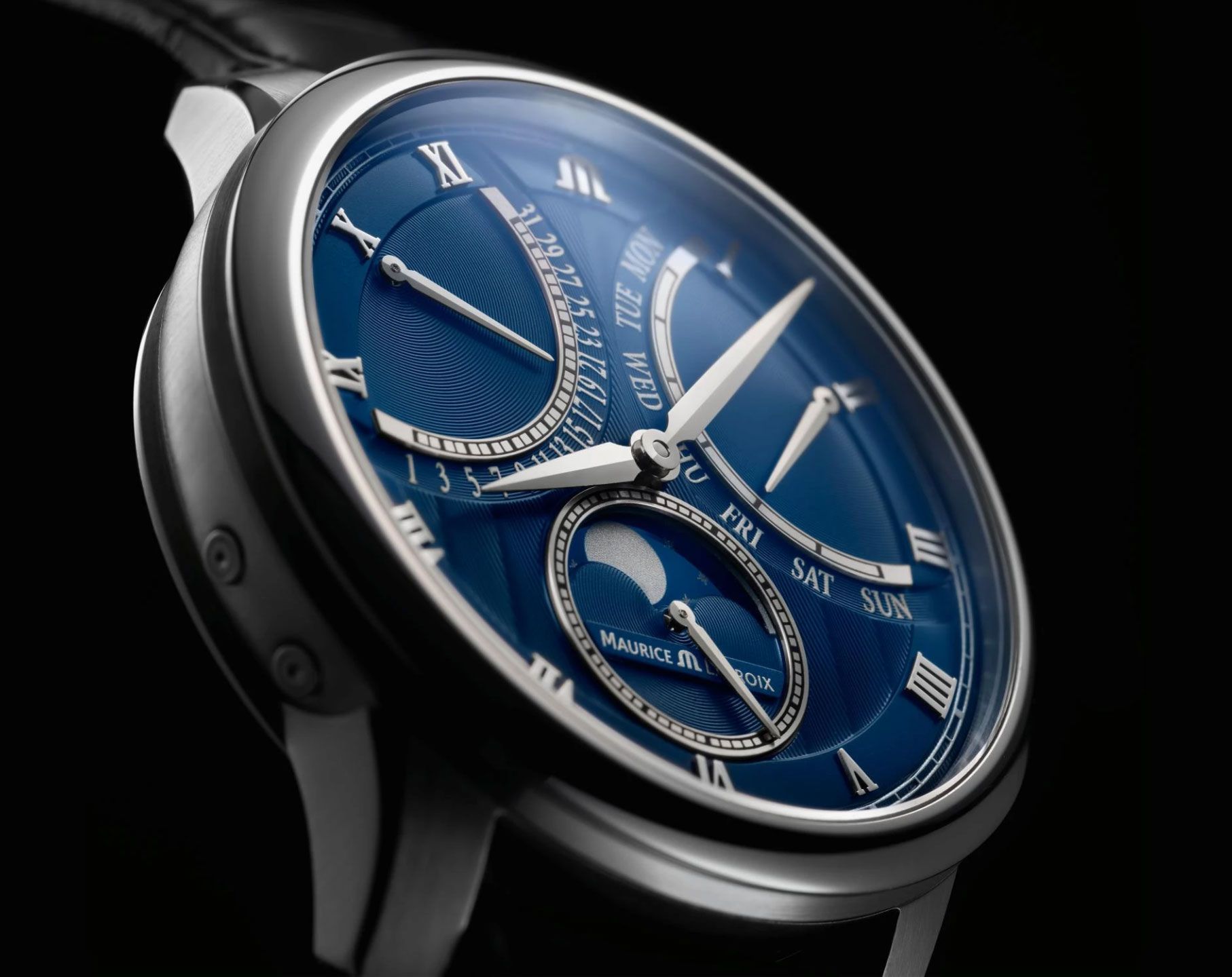 Maurice Lacroix Masterpiece Moonphase Retrograde Blue Dial 43 mm Automatic Watch For Men - 3